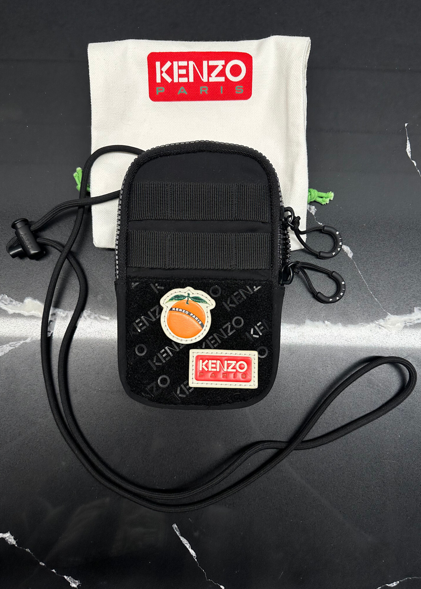 Kenzo Mini Black Orange Patch Bag