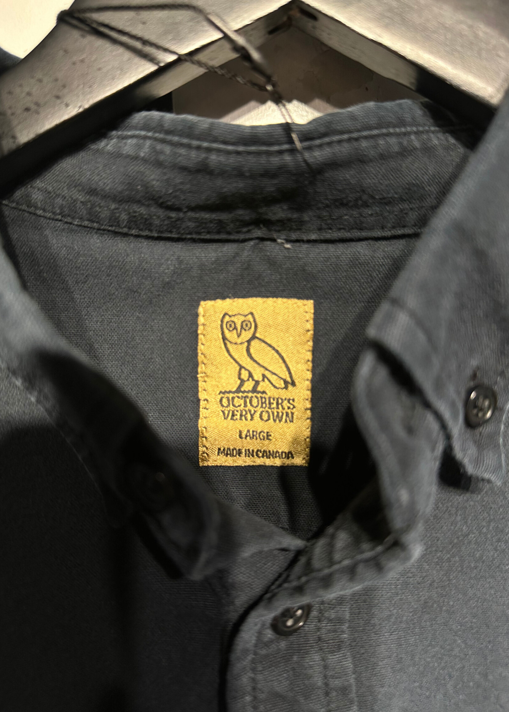 OVO Black Gold Mini Logo B/U Shirt L