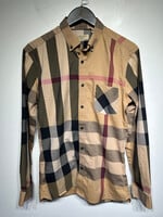 Burberry Tan Plaid BU Shirt Fits M