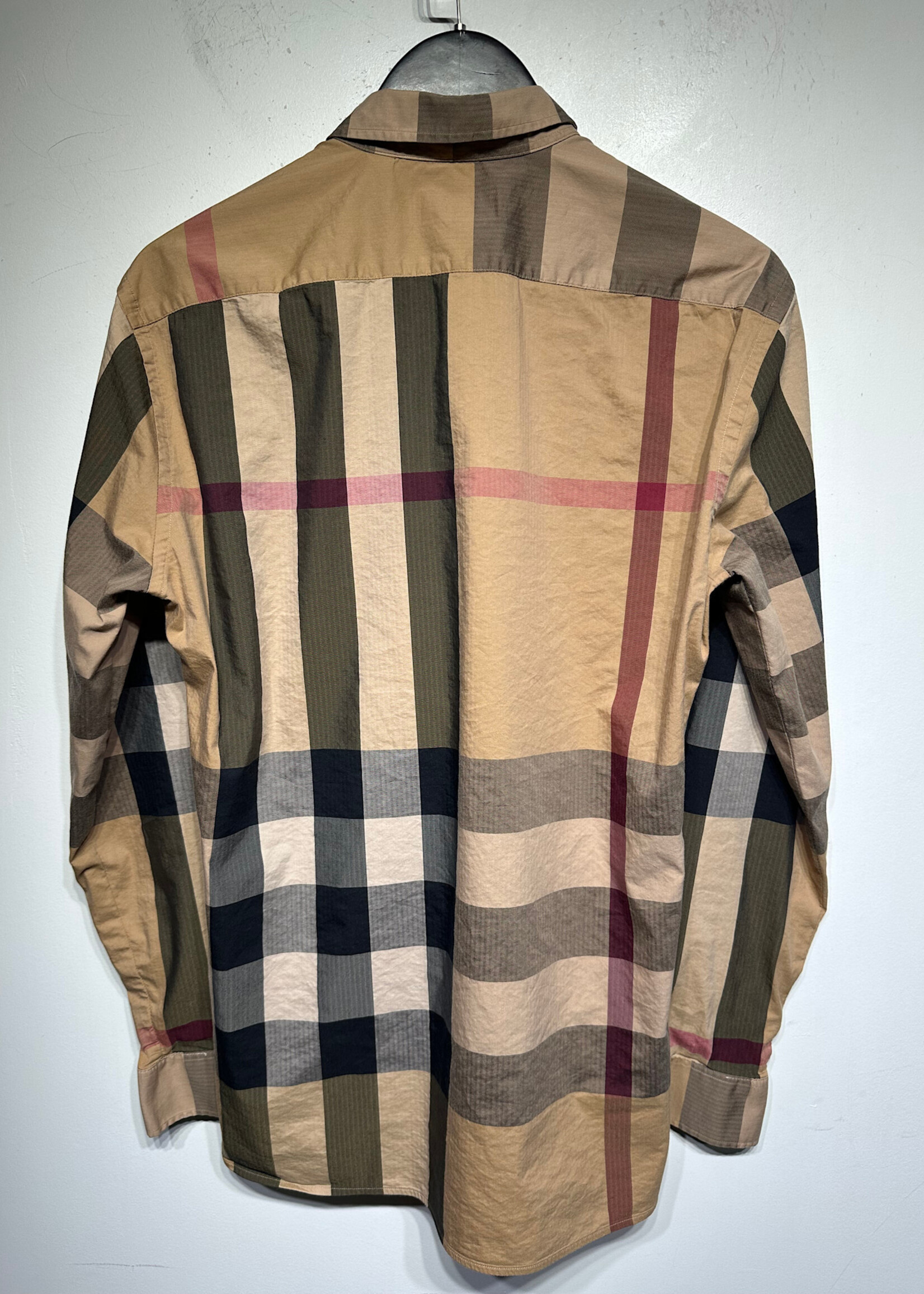 Burberry Tan Plaid BU Shirt Fits M