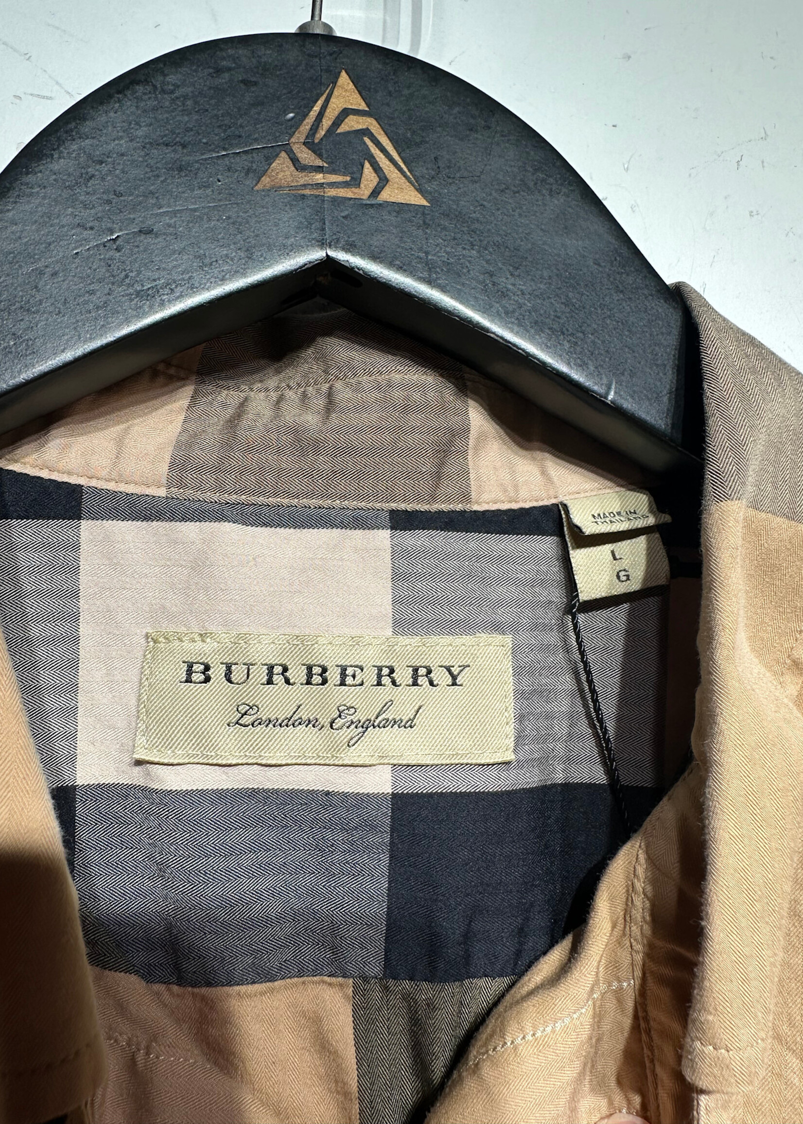 Burberry Tan Plaid BU Shirt Fits M