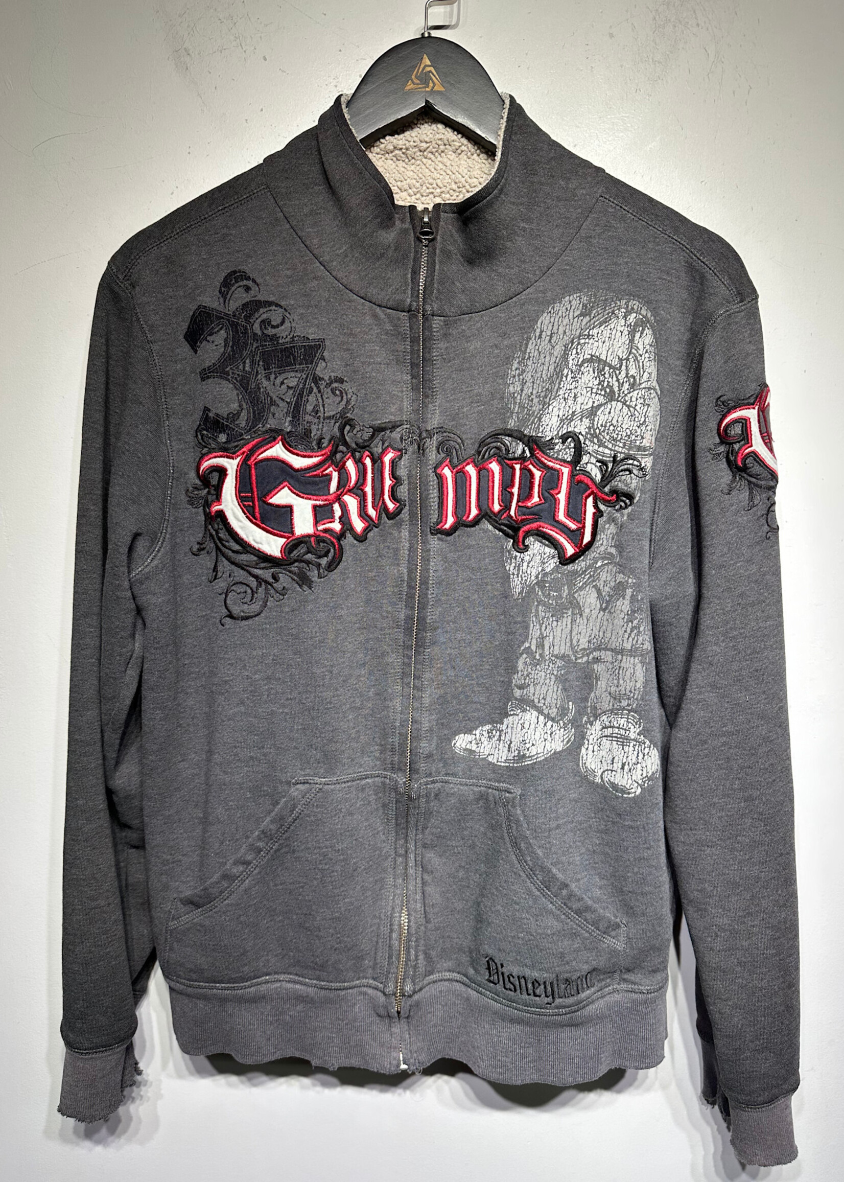 Grumpy Disney Grey Y2K Zip Up Sweater S