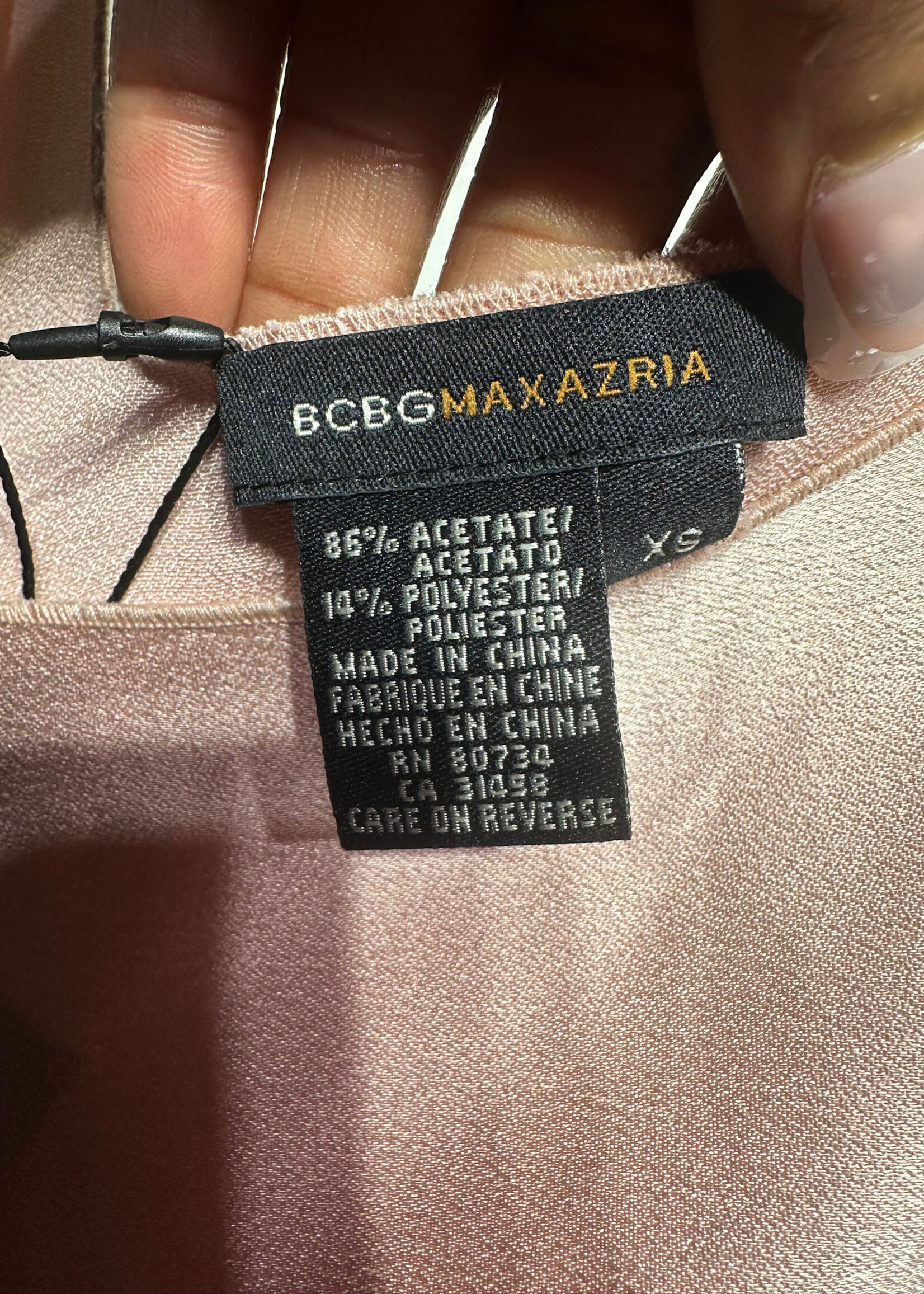 BCBG PINK/BLACK LACE TRIM TOP FITS S