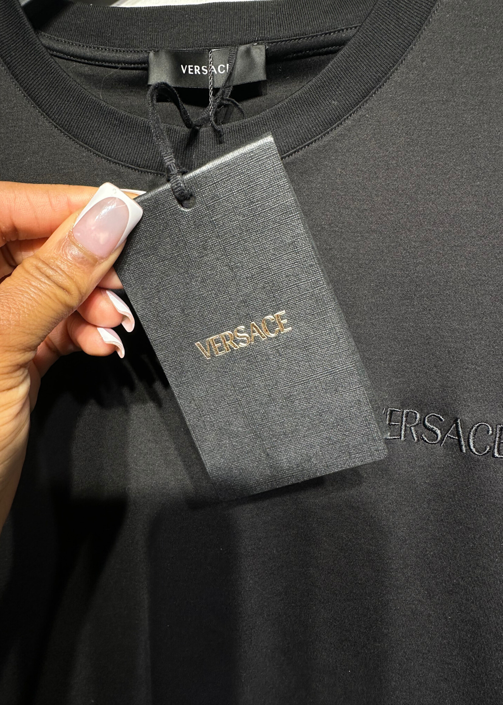 NWT VERSACE BLACK LOGO TEE L