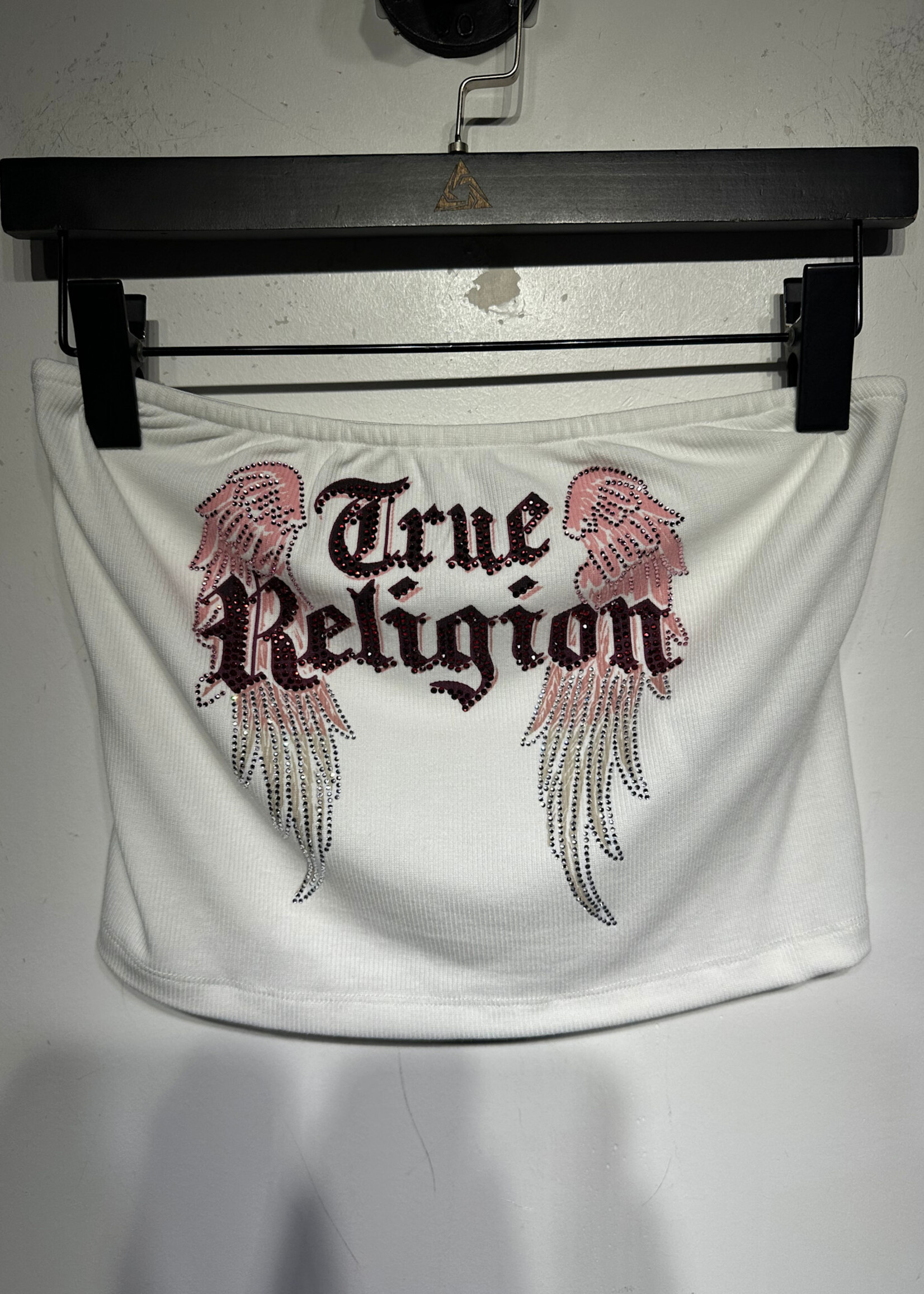 NWT TRUE RELIGION WHITE GEMMED TUBE TOP S