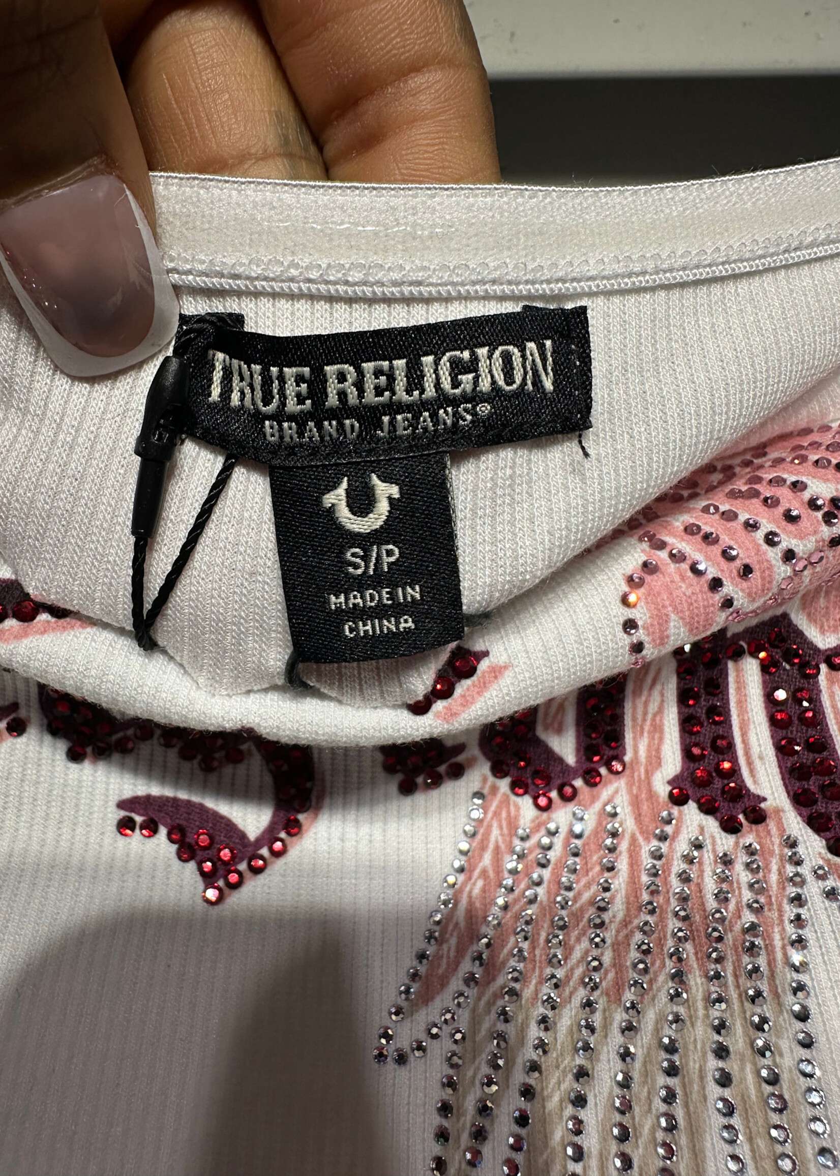 NWT TRUE RELIGION WHITE GEMMED TUBE TOP S