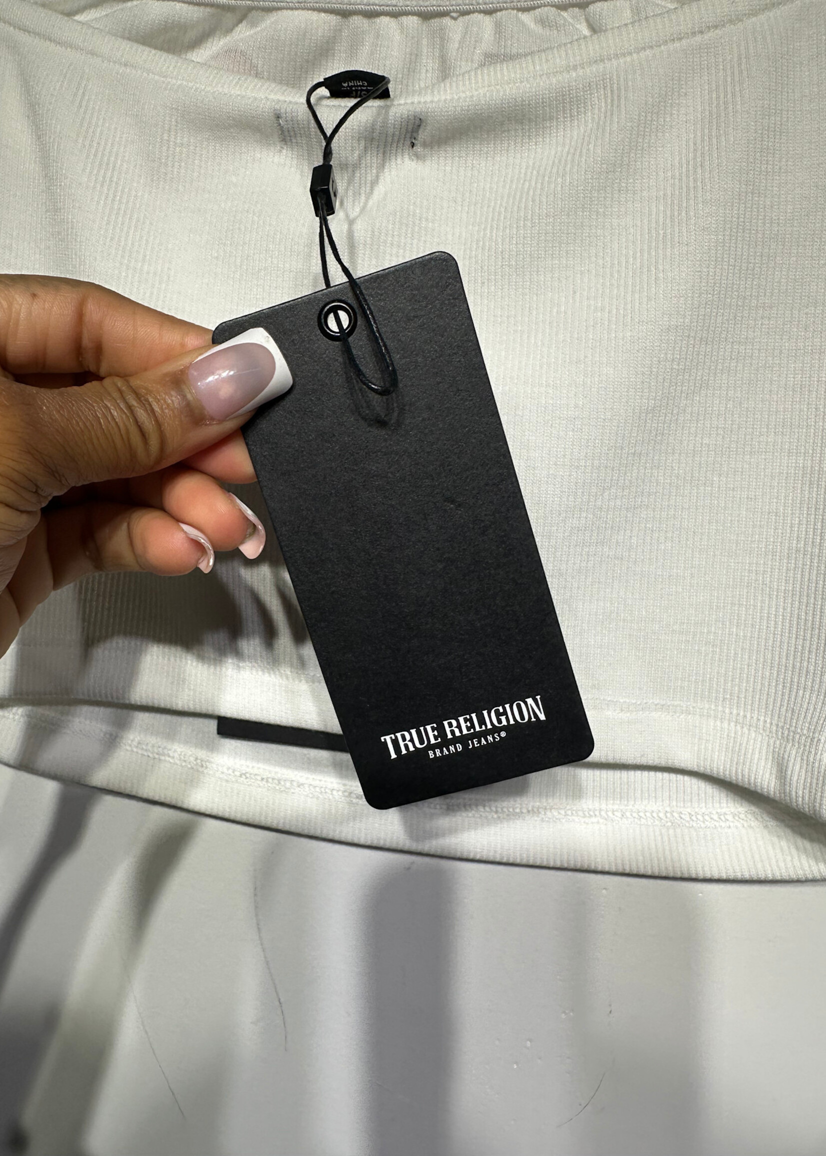 NWT TRUE RELIGION WHITE GEMMED TUBE TOP S