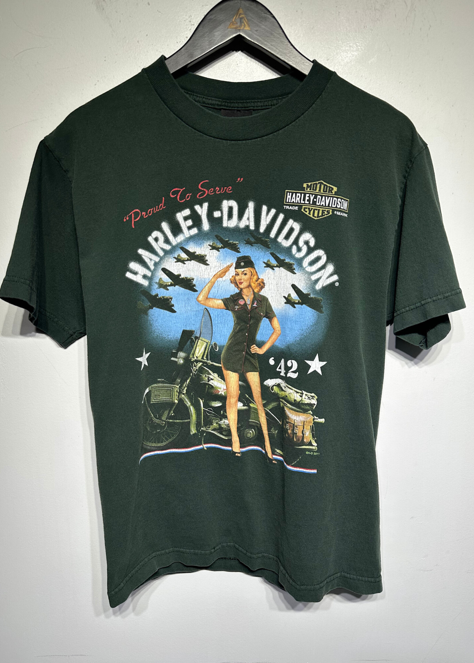 Harley Army Girl Green Tee M