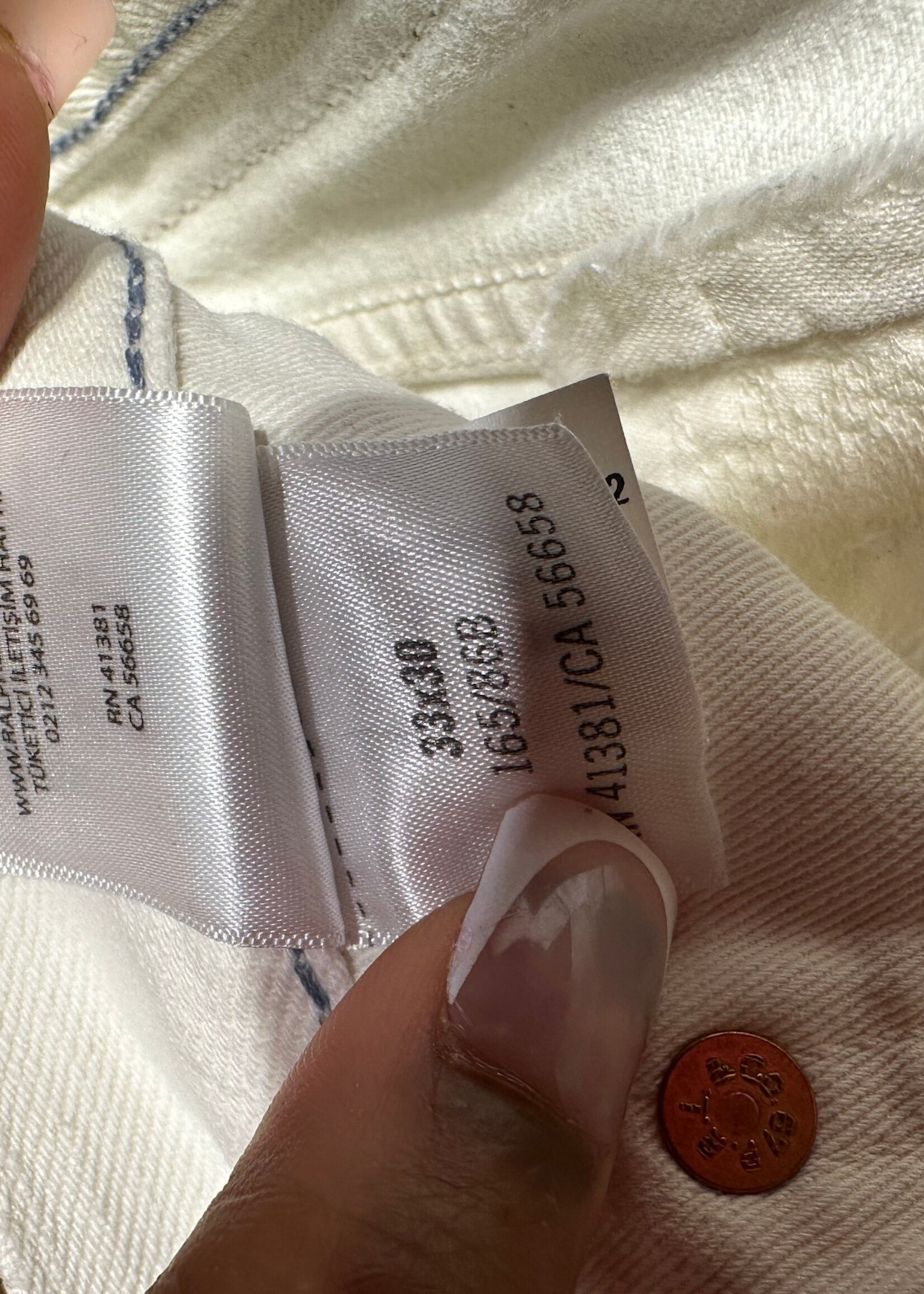 Ralph Lauren Boro Stitch White Jeans Masc 33