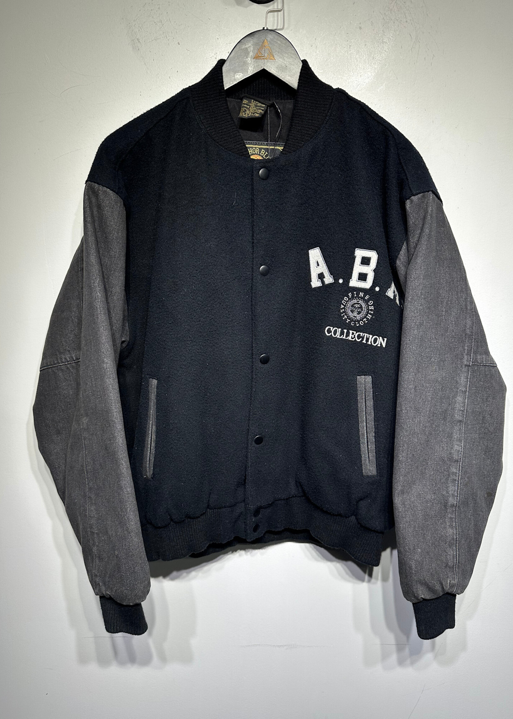 Anchor Blue Black Wool and Denim Jacket S