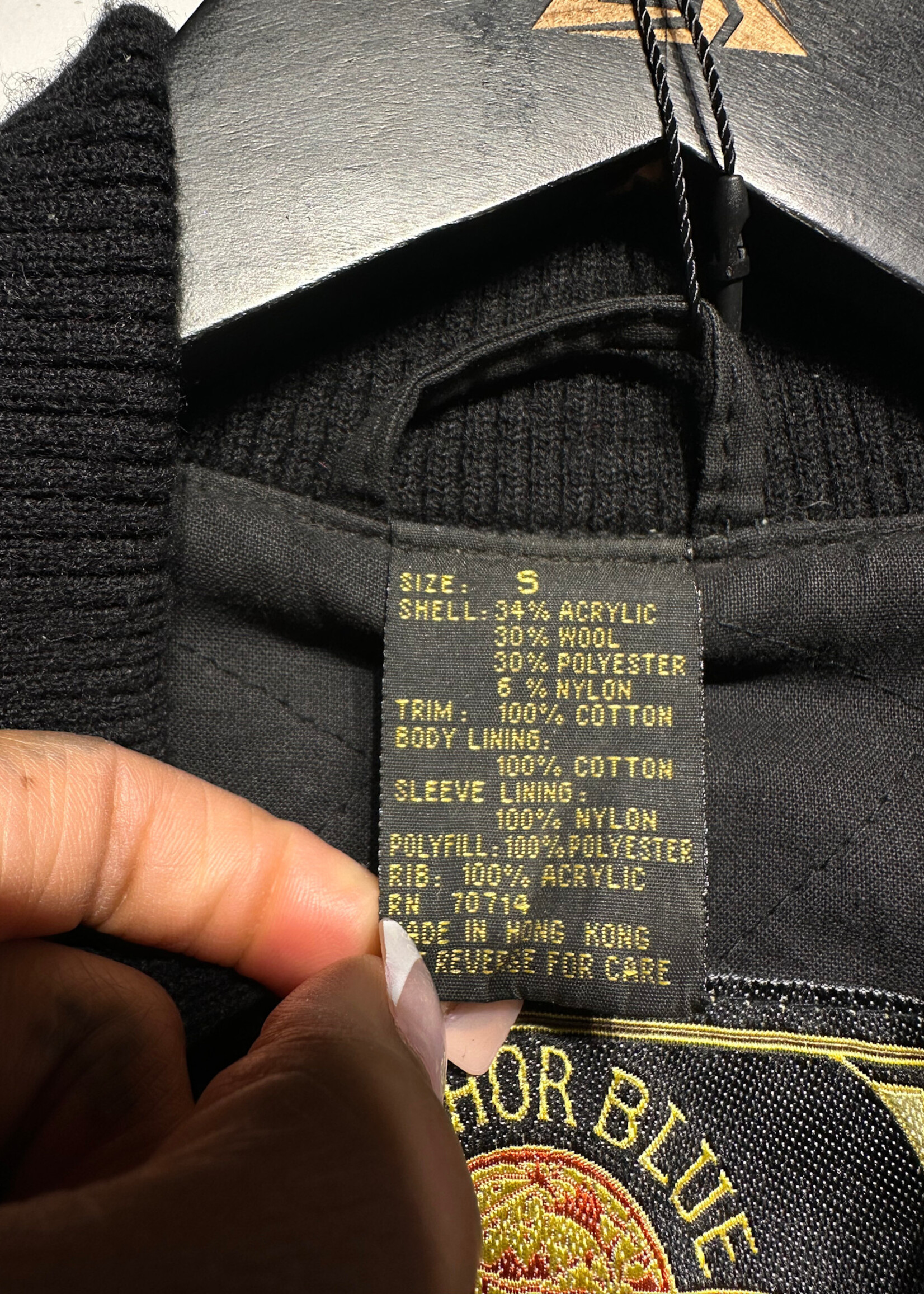 Anchor Blue Black Wool and Denim Jacket S