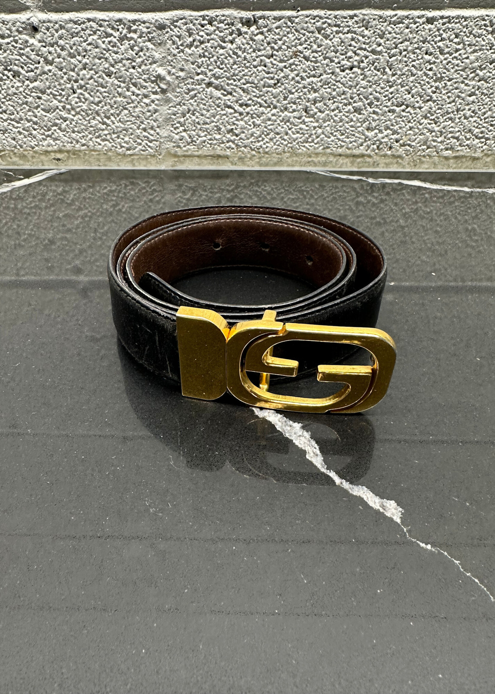 Gucci Vintage Gold Black Belt AS IS