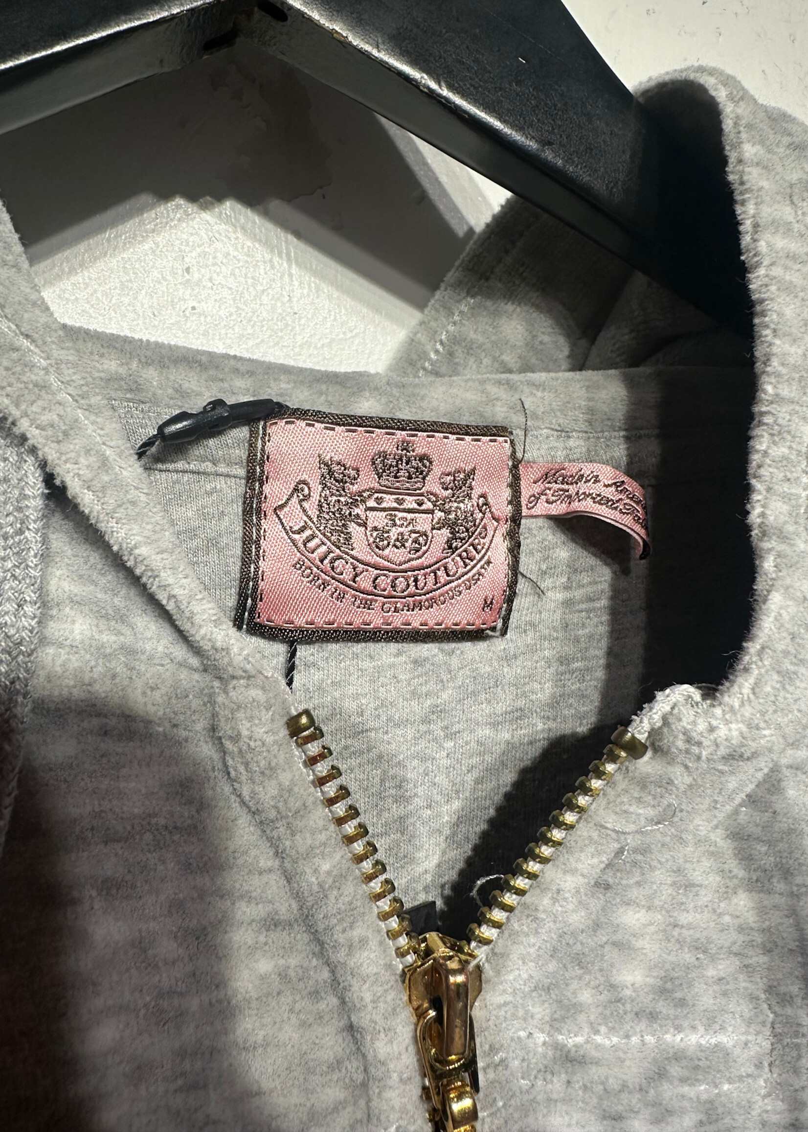 Juicy Y2K Light Grey Ruching Zip Hoodie M