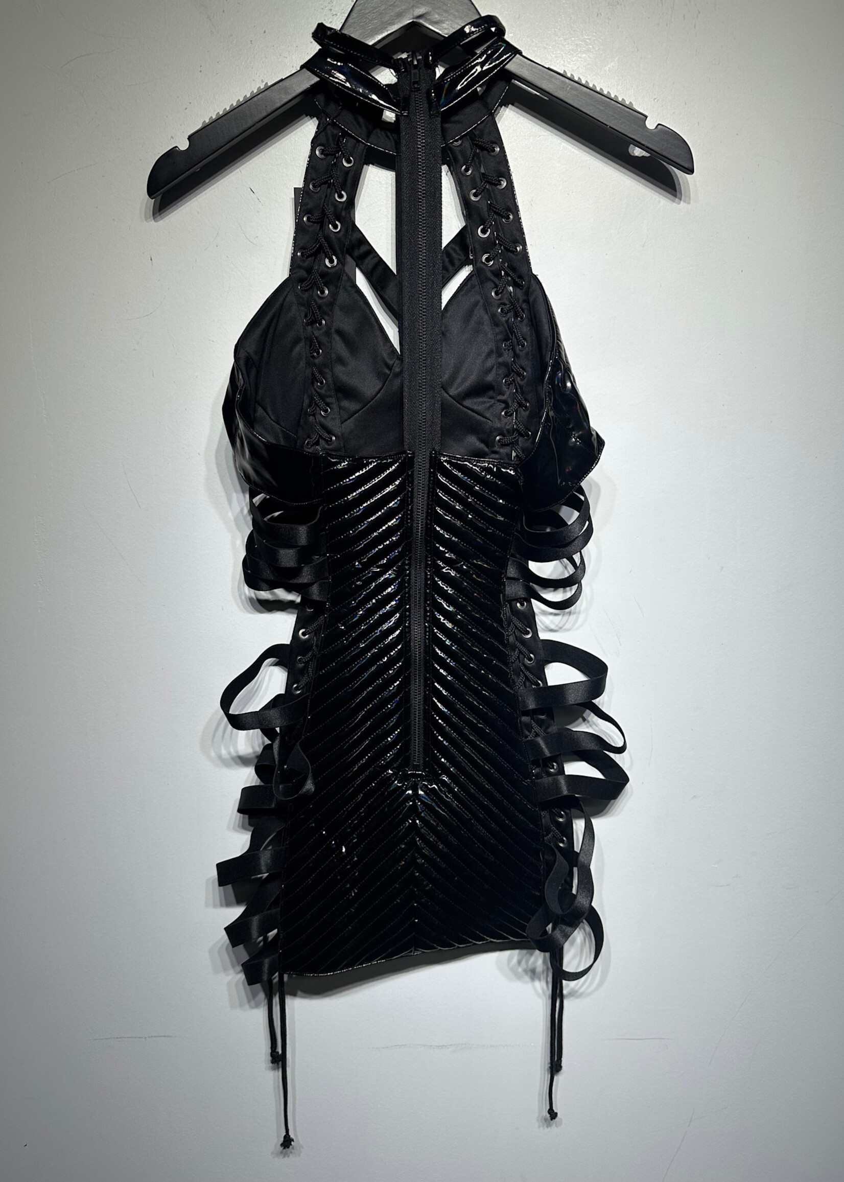 Club Exx Black Patent Cutout Dress S