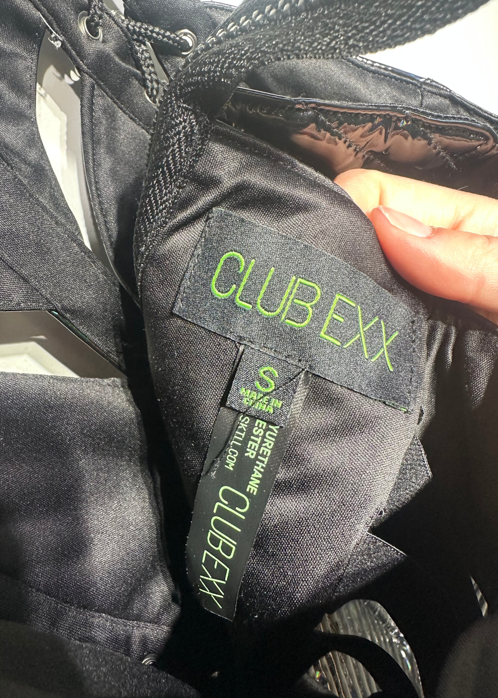 Club Exx Black Patent Cutout Dress S