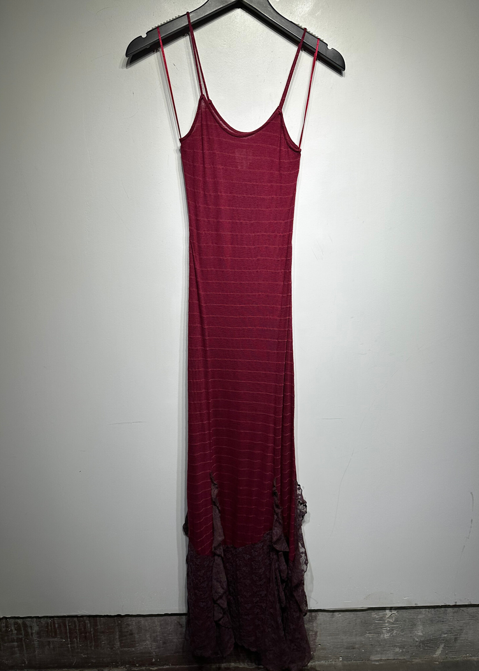 Free People Maroon Lace Trim Dress XS