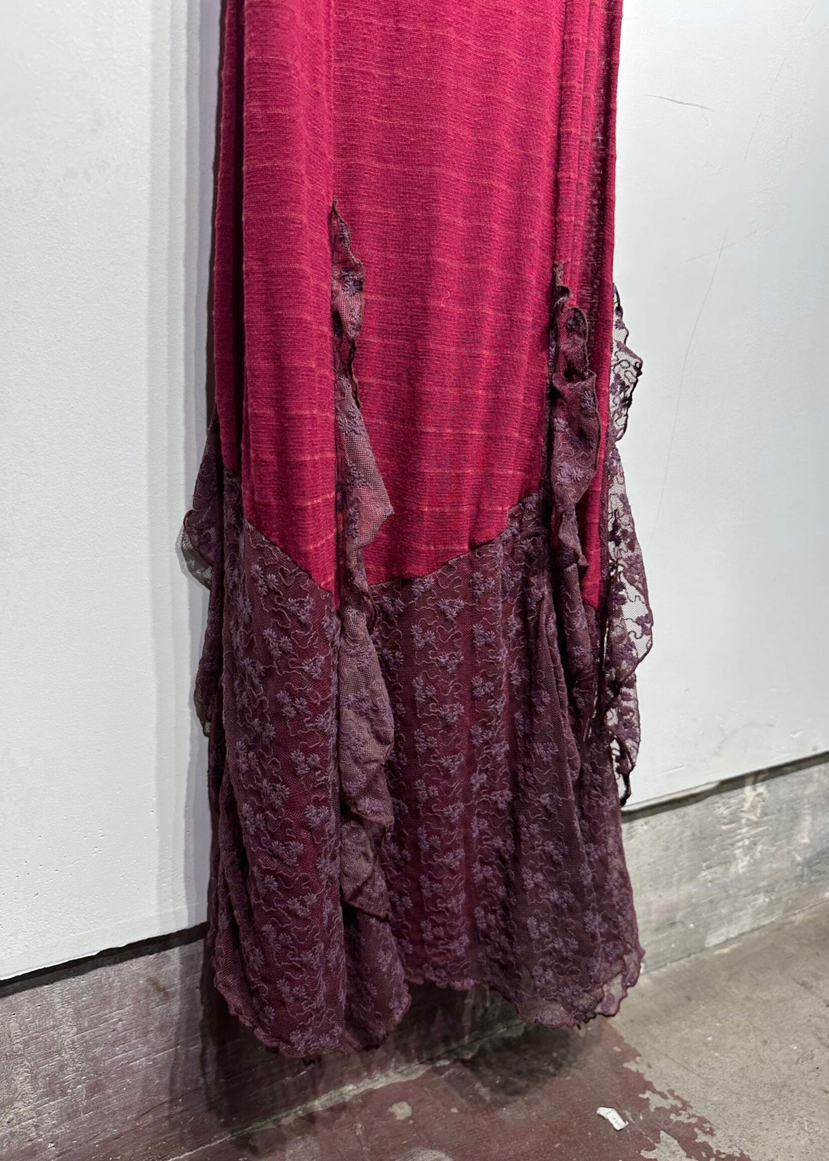 Free People Maroon Lace Trim Dress XS