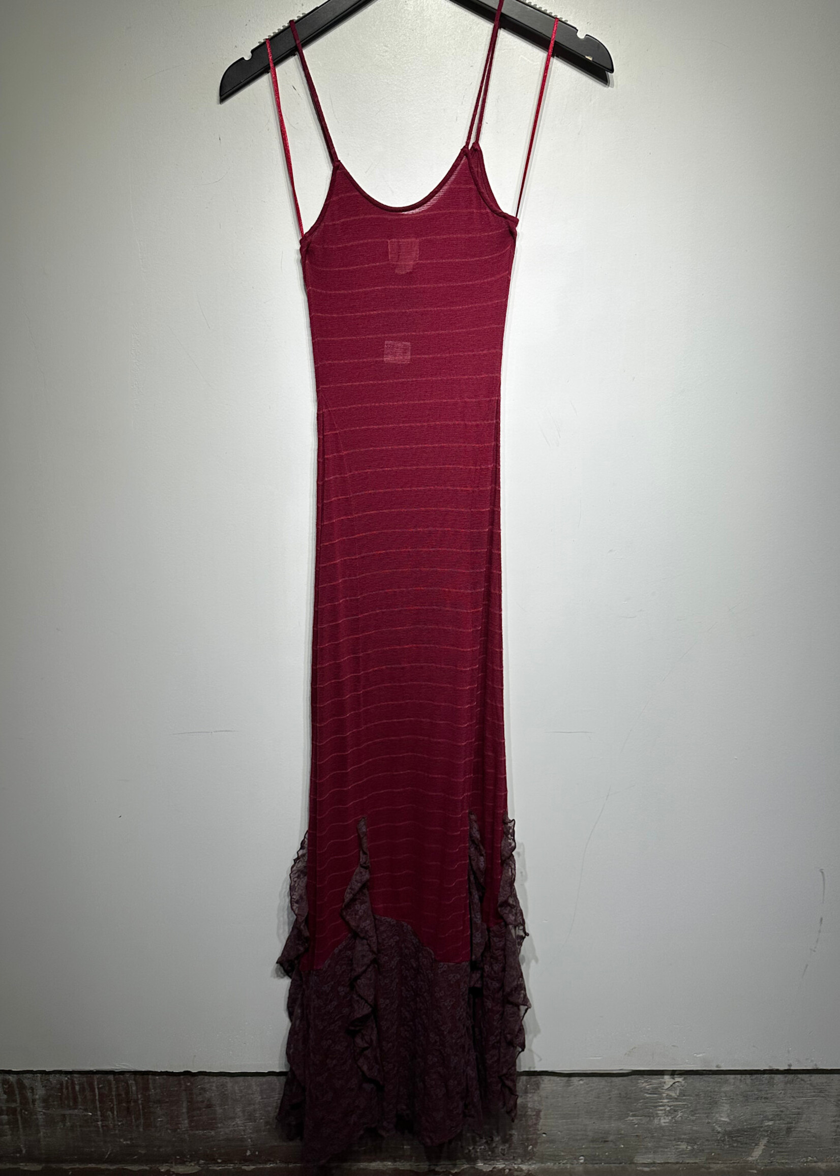 Free People Maroon Lace Trim Dress XS