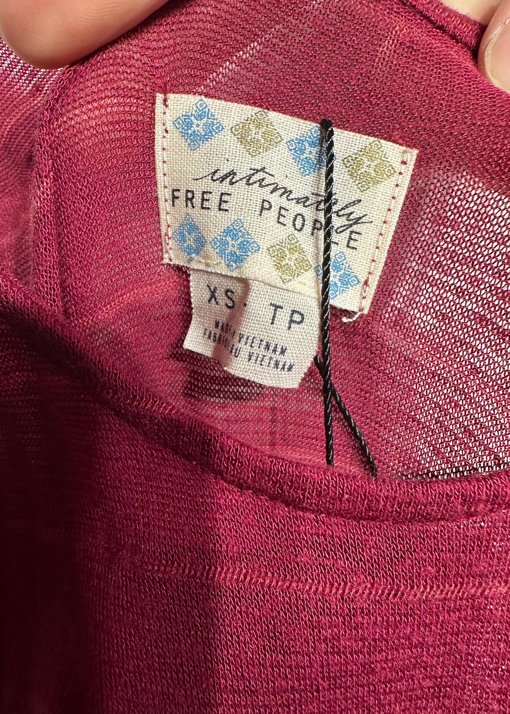 Free People Maroon Lace Trim Dress XS