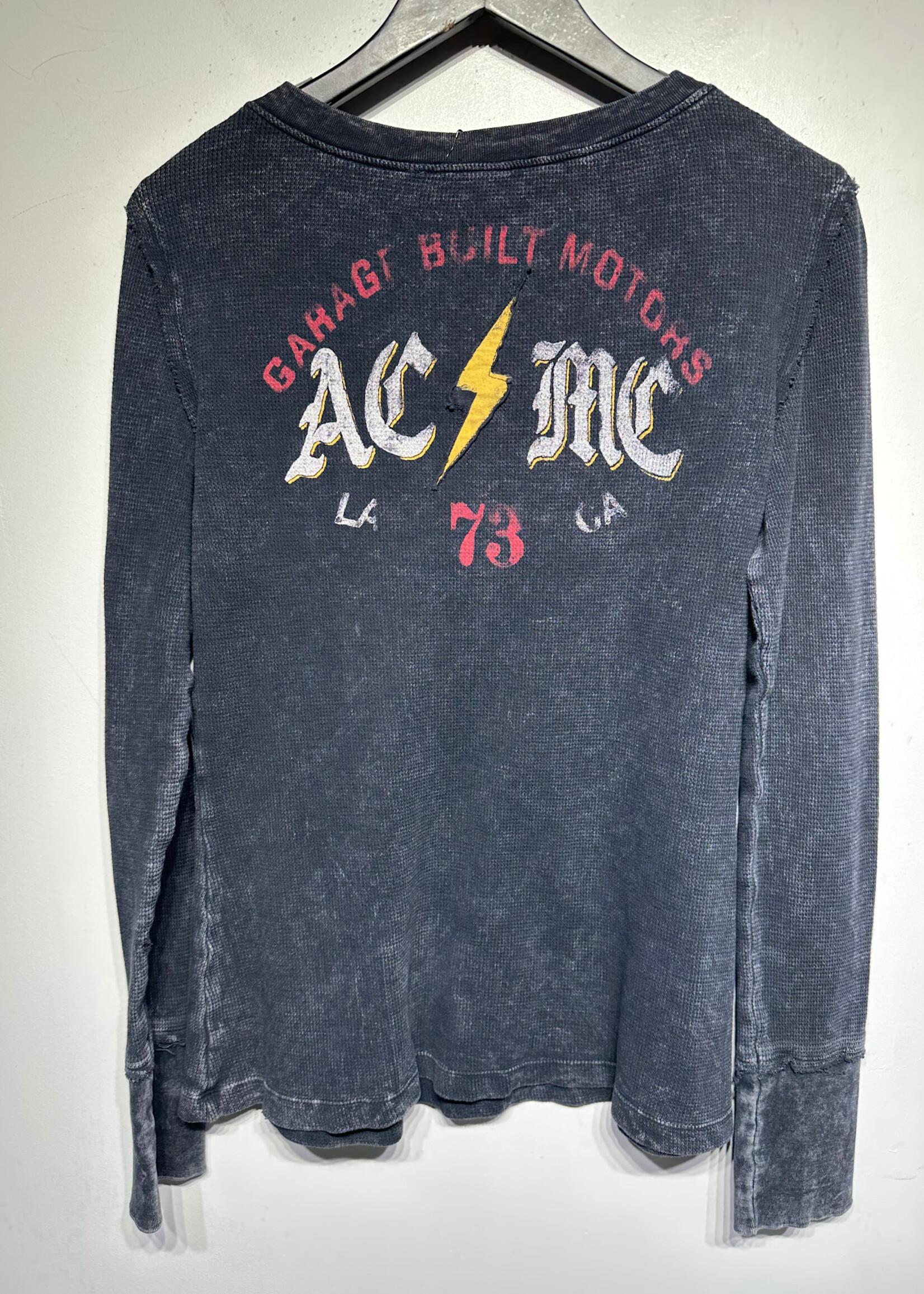 Affliction Washed Black Thermal Henley L