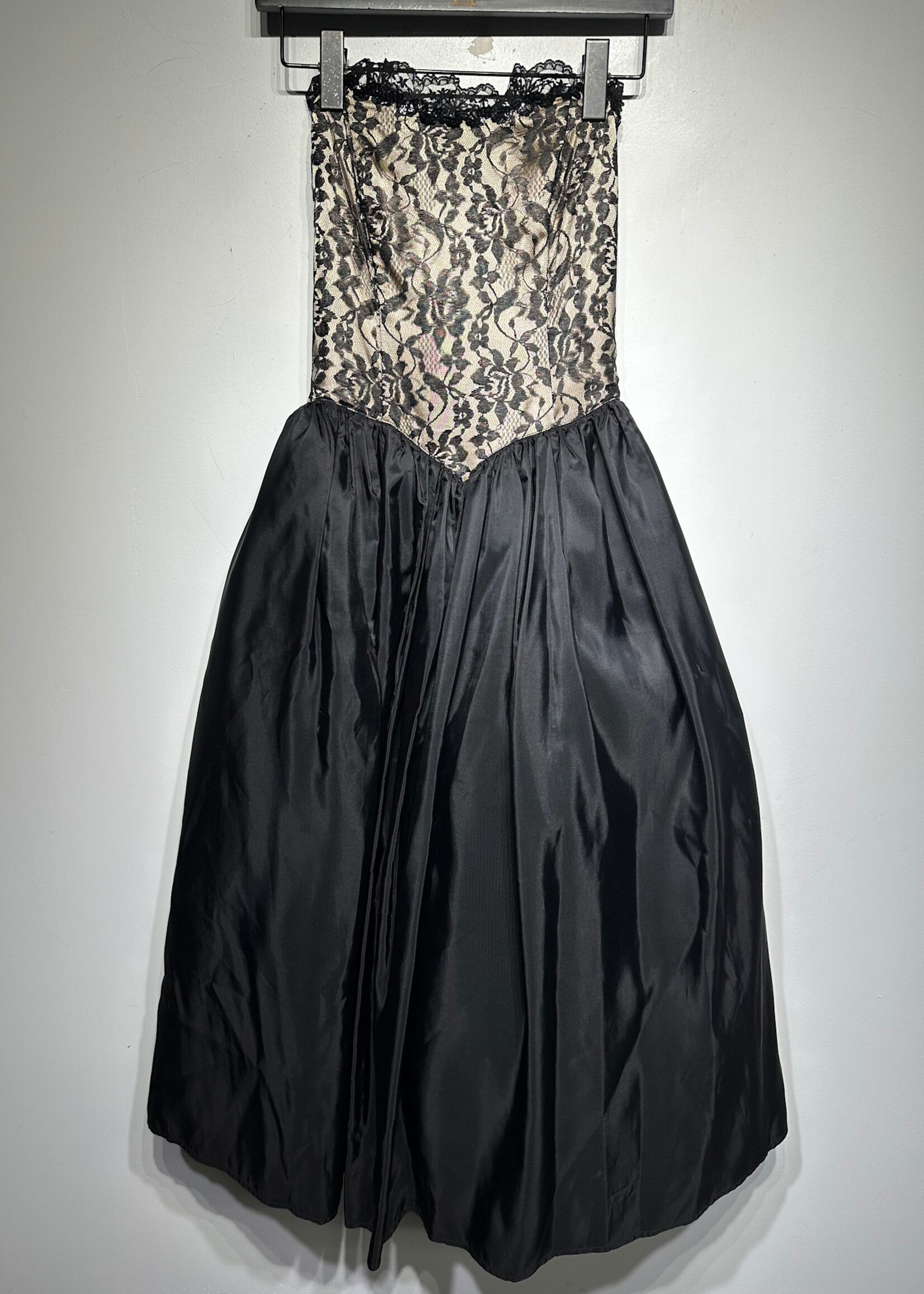 Gunne Sax Strapless Black Lace Dress XS