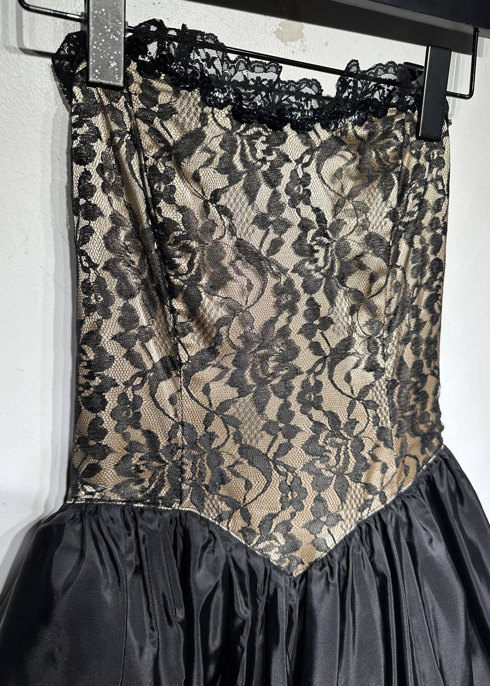 Gunne Sax Strapless Black Lace Dress XS