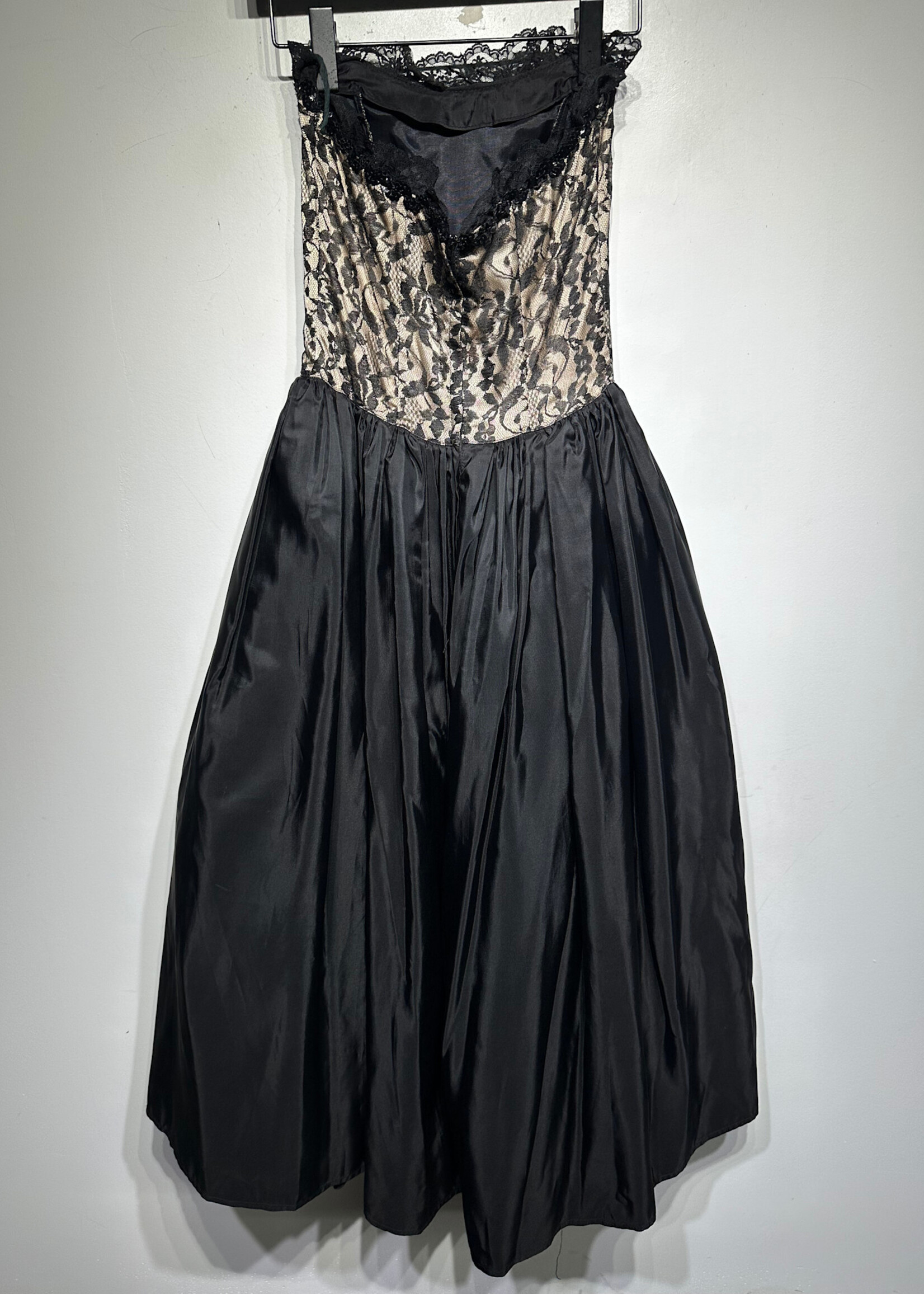 Gunne Sax Strapless Black Lace Dress XS