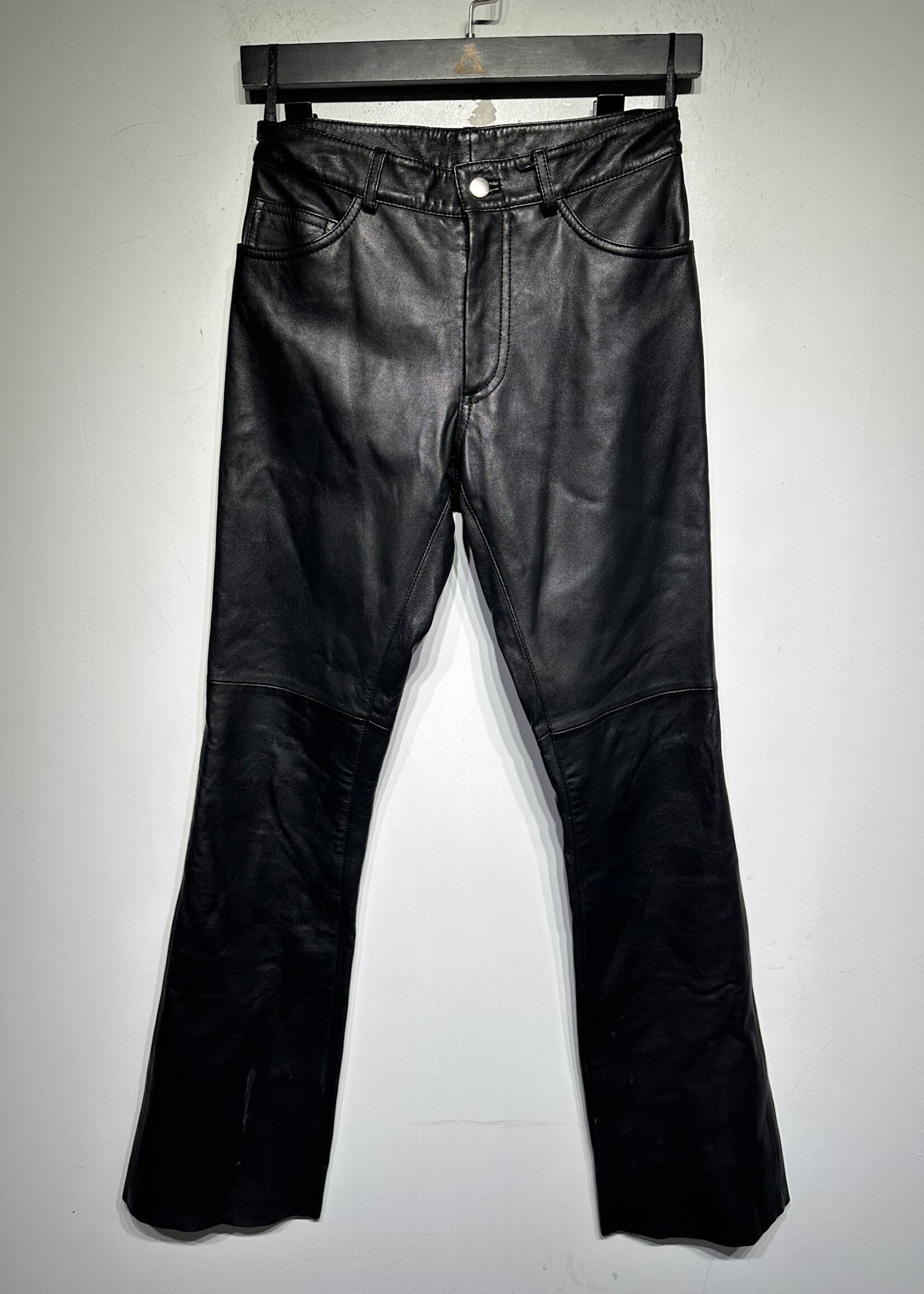 Bebe 2000s Black Leather Flare Pants 25