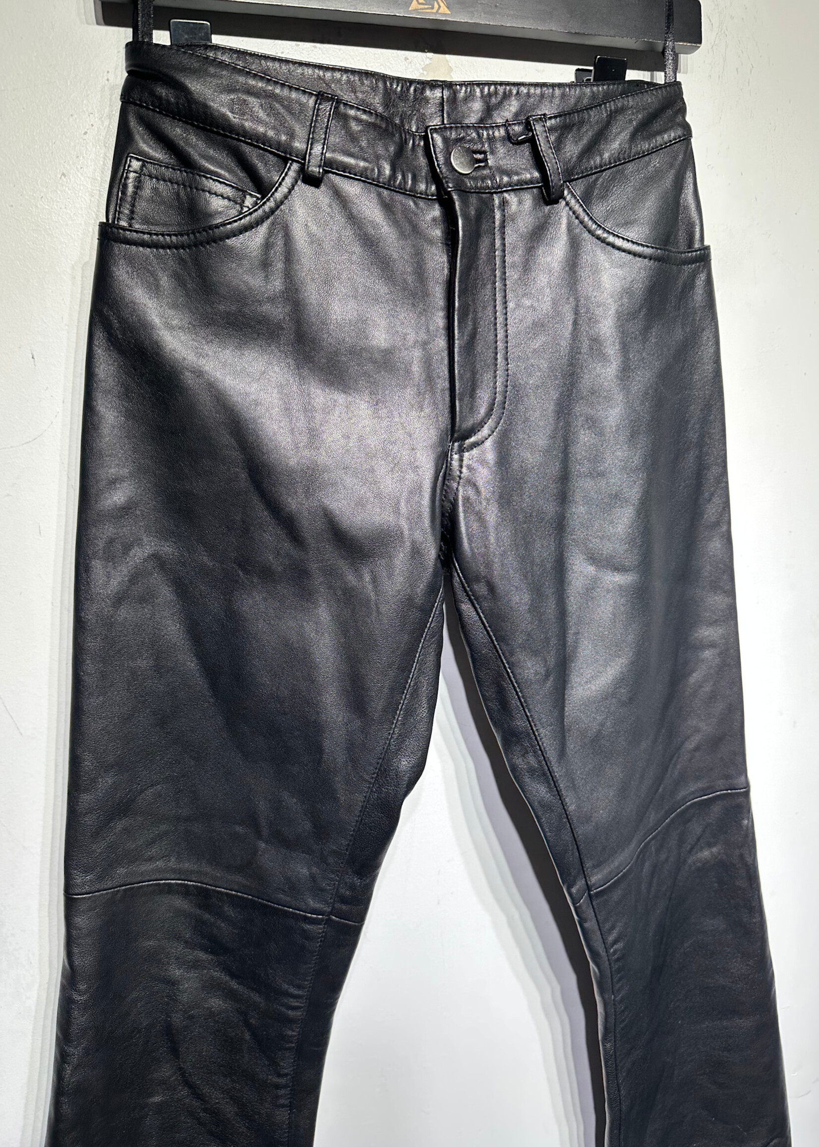 Bebe 2000s Black Leather Flare Pants 25