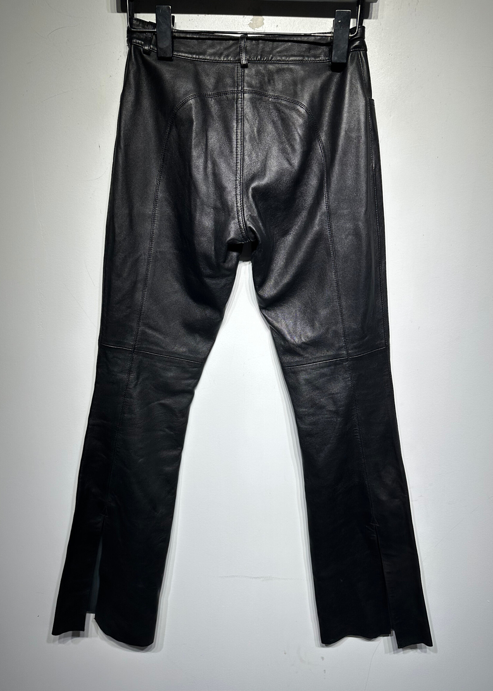 Bebe 2000s Black Leather Flare Pants 25