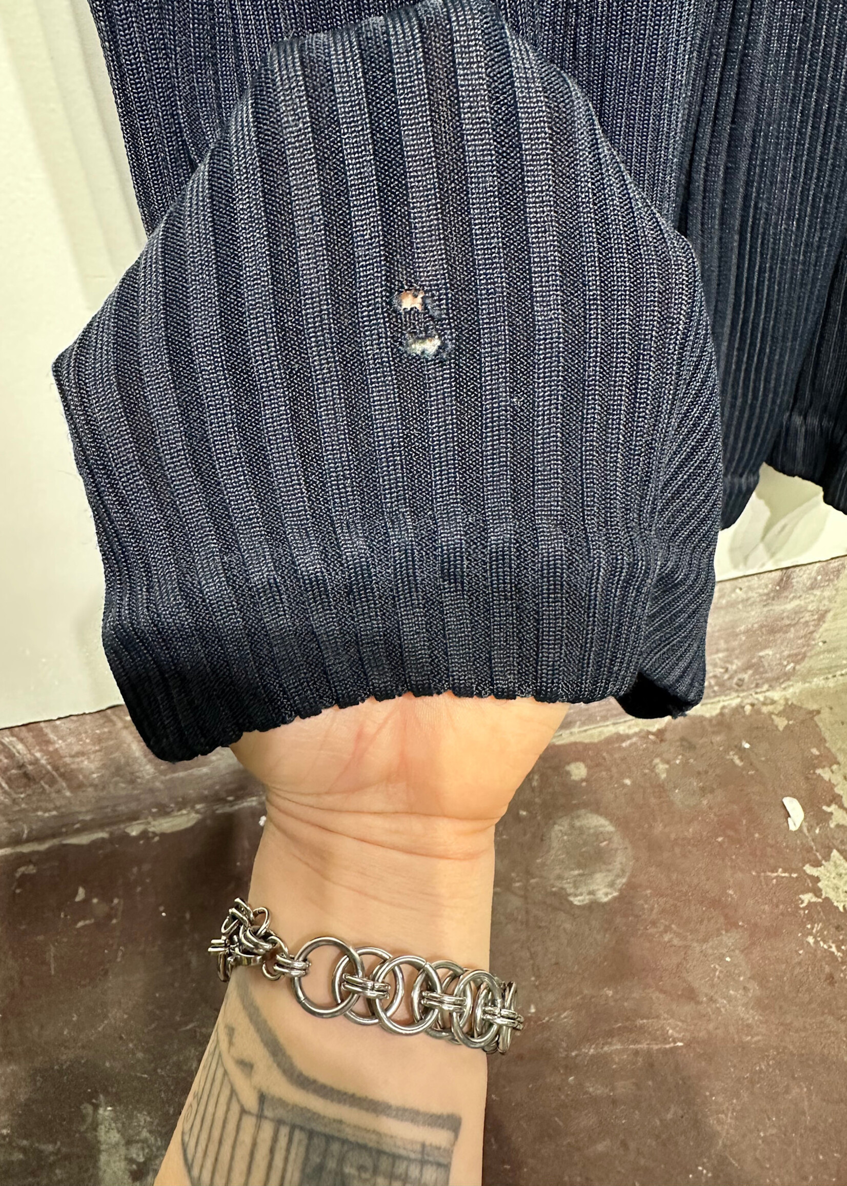 Balmain Navy Stretch Pants 24-29" x 39" As Is