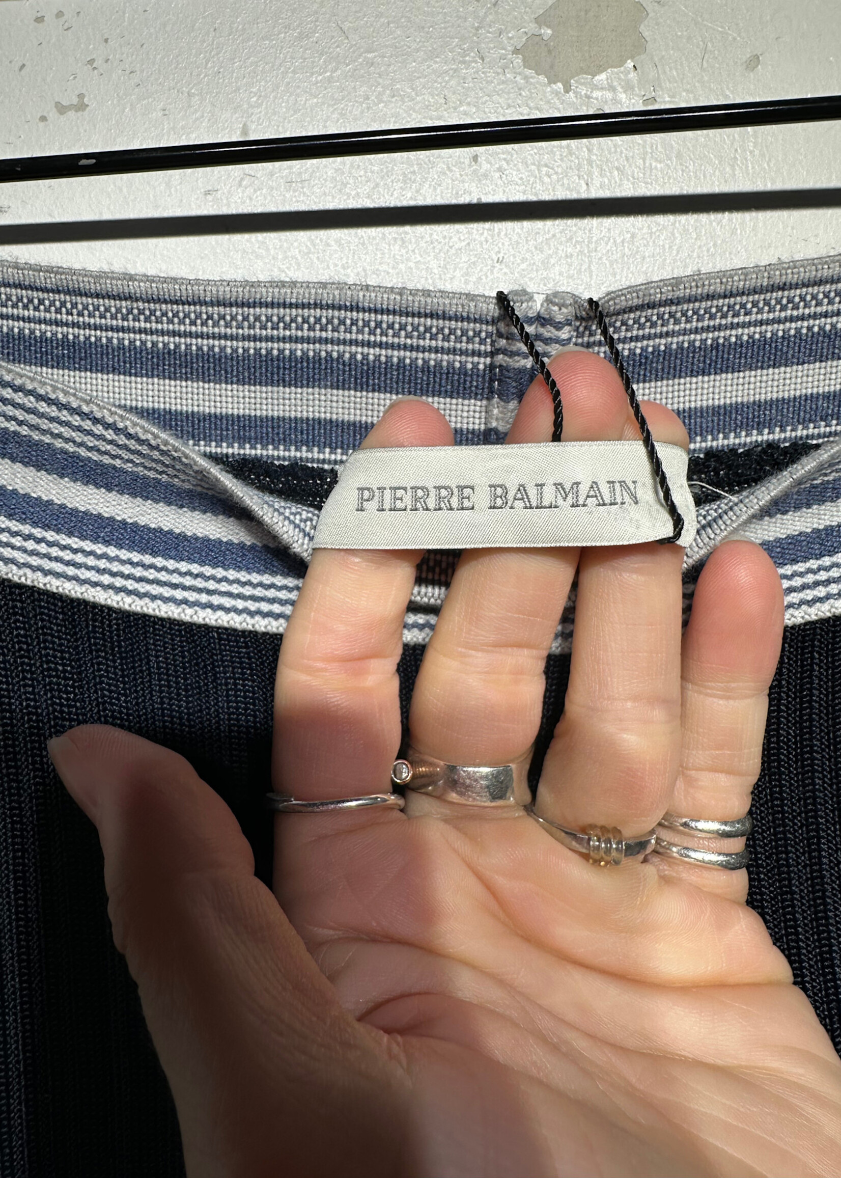 Balmain Navy Stretch Pants 24-29" x 39" As Is