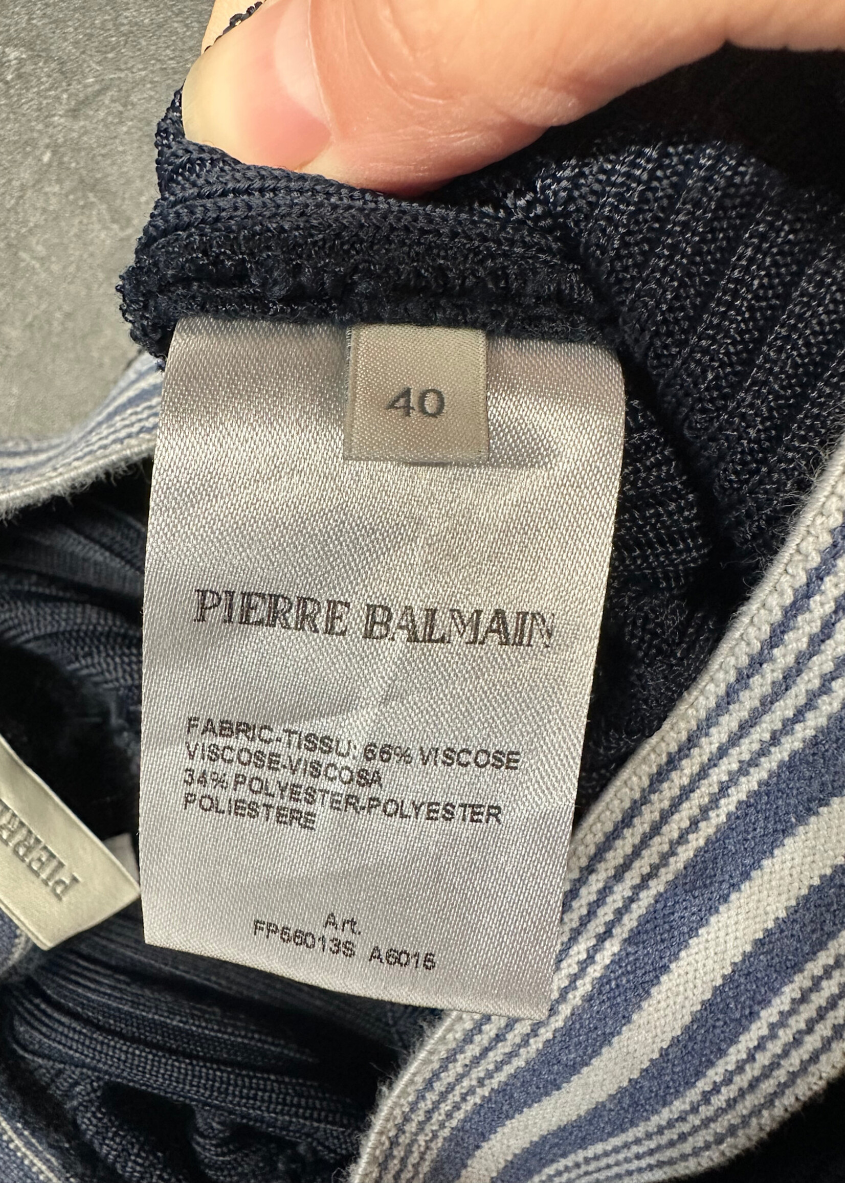 Balmain Navy Stretch Pants 24-29" x 39" As Is