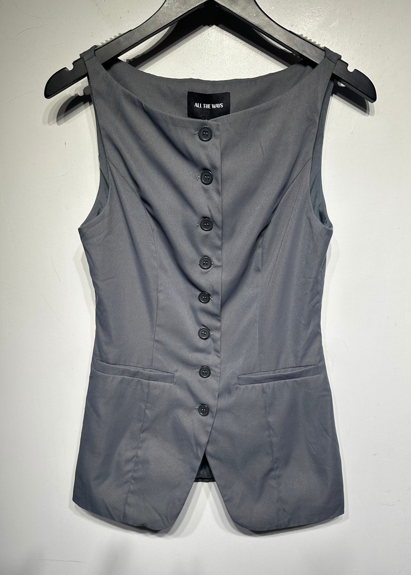 All The Ways Grey Vest/Mini Skirt Set S