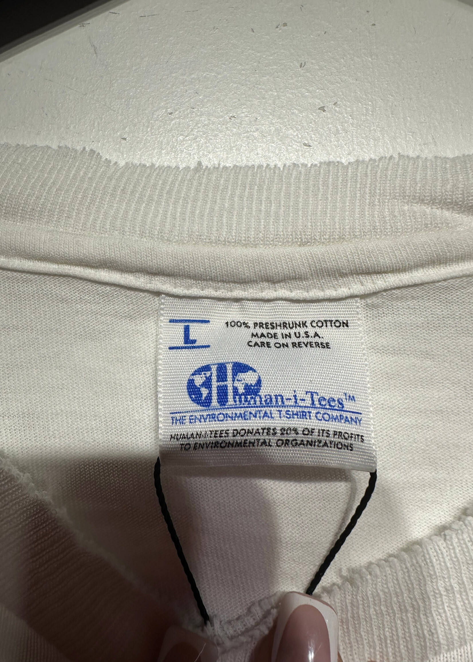 Think Globally Vintage Distressed White Tee L