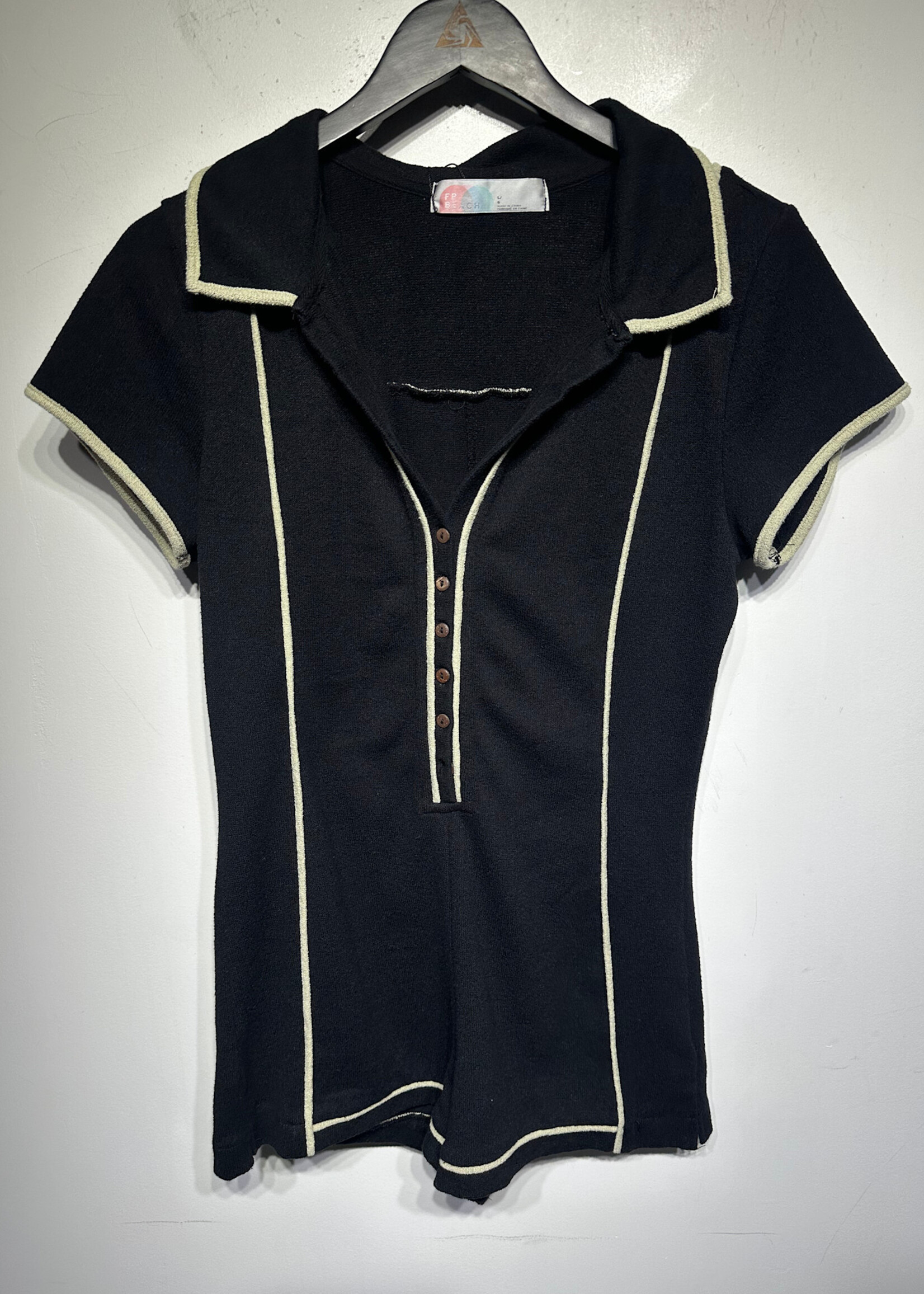 Free People Beach Black Terry Jumpsuit L