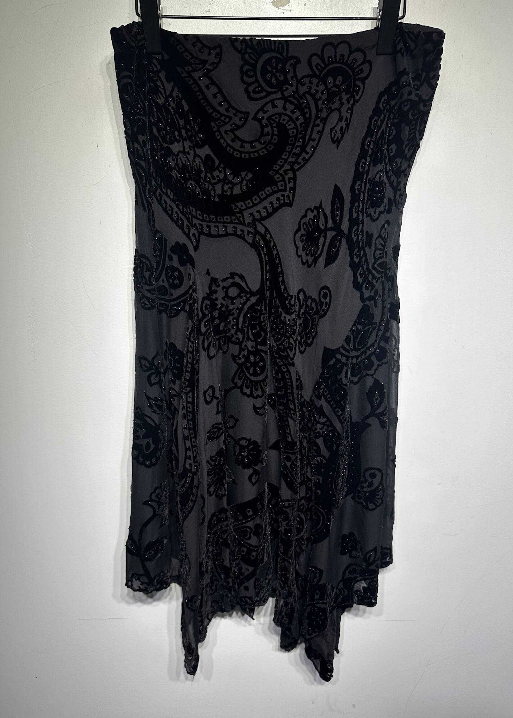 Eci Black Velour Beaded Skirt 8/30