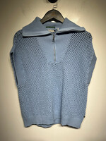 Scotch & Soda Blue Knit 1/4 Zip Top L