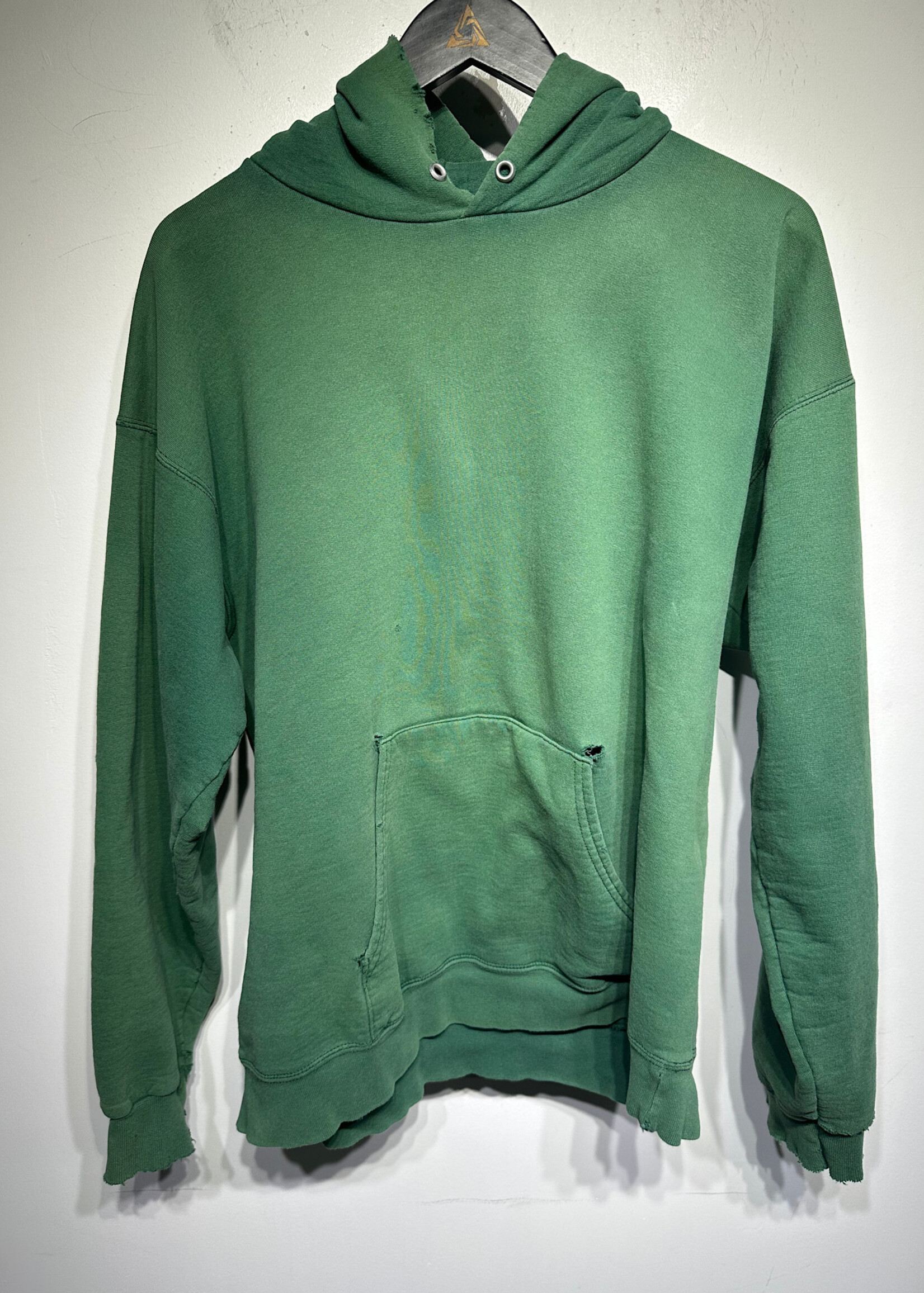 Hanes Vintage Green Faded Distressed Hoodie M