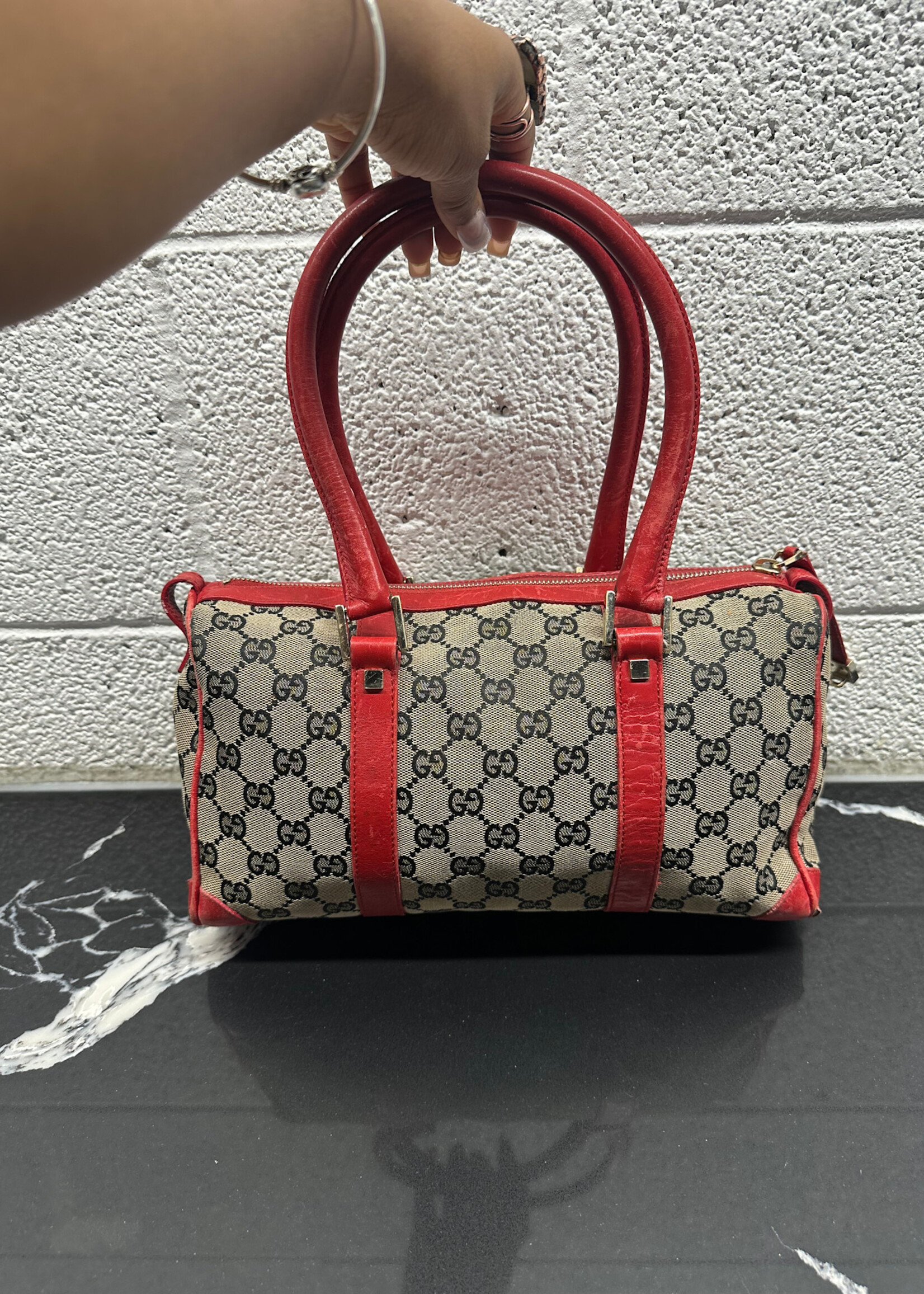 Gucci Red Trim Monogram Bag