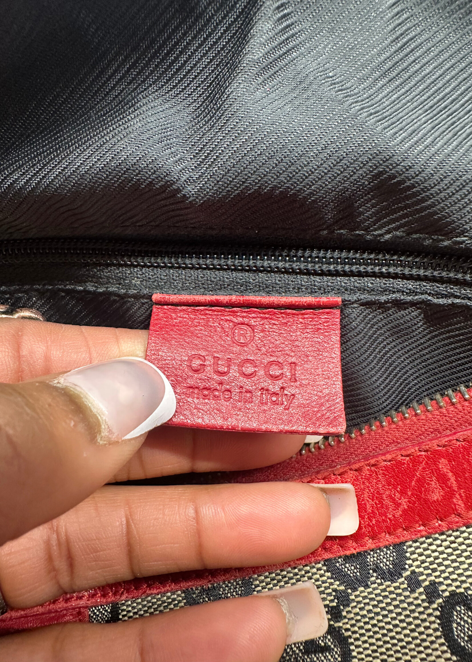 Gucci Red Trim Monogram Bag