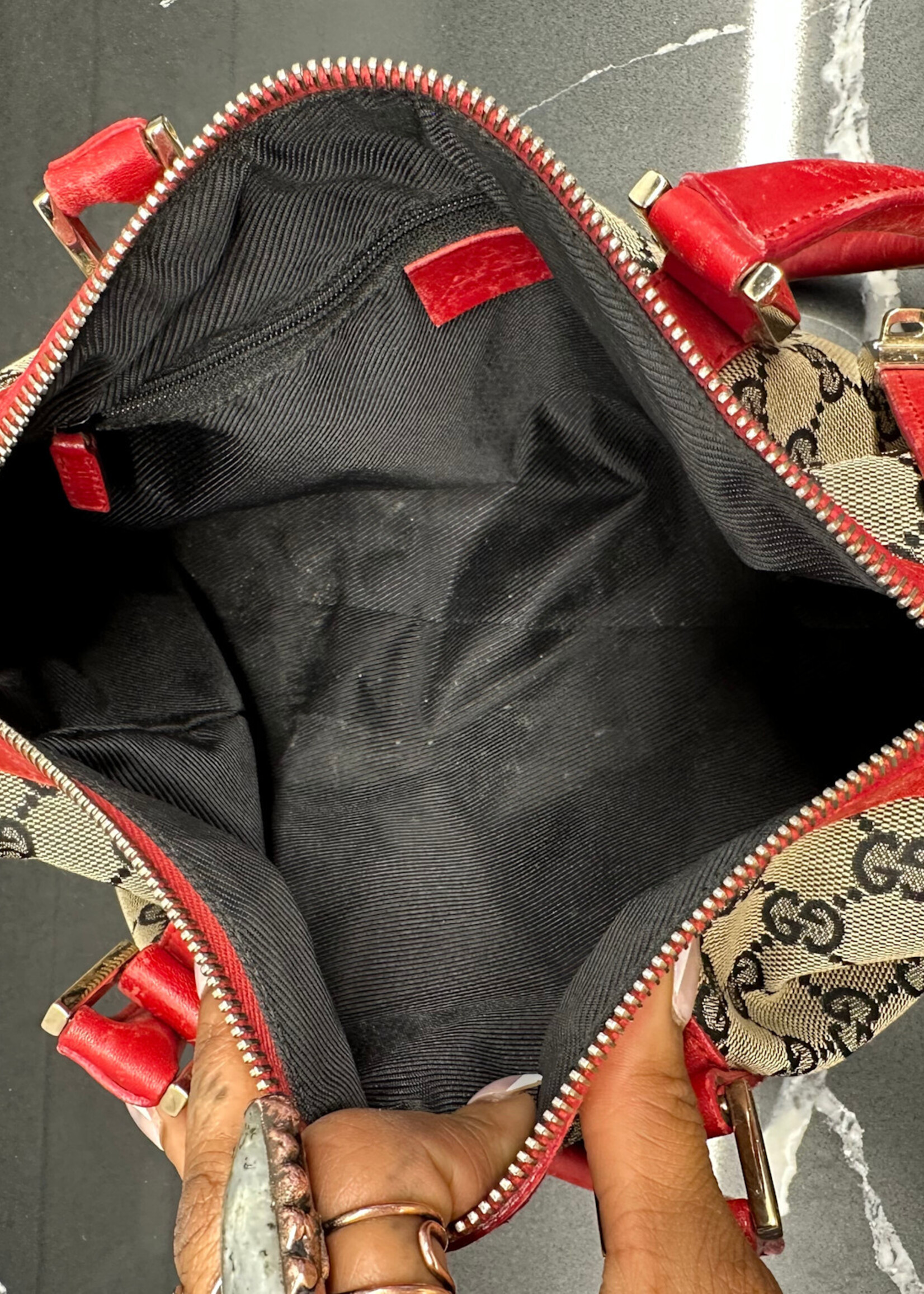 Gucci Red Trim Monogram Bag