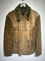 The Leather Shop Brown Cord Leather Fur Jacket XL