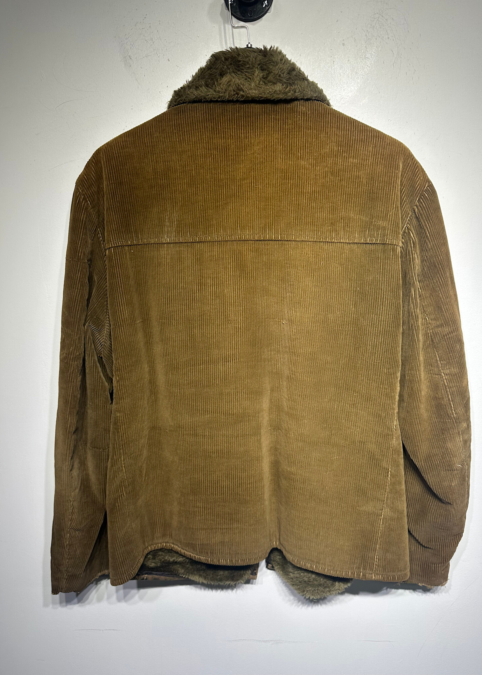 The Leather Shop Brown Cord Leather Fur Jacket XL