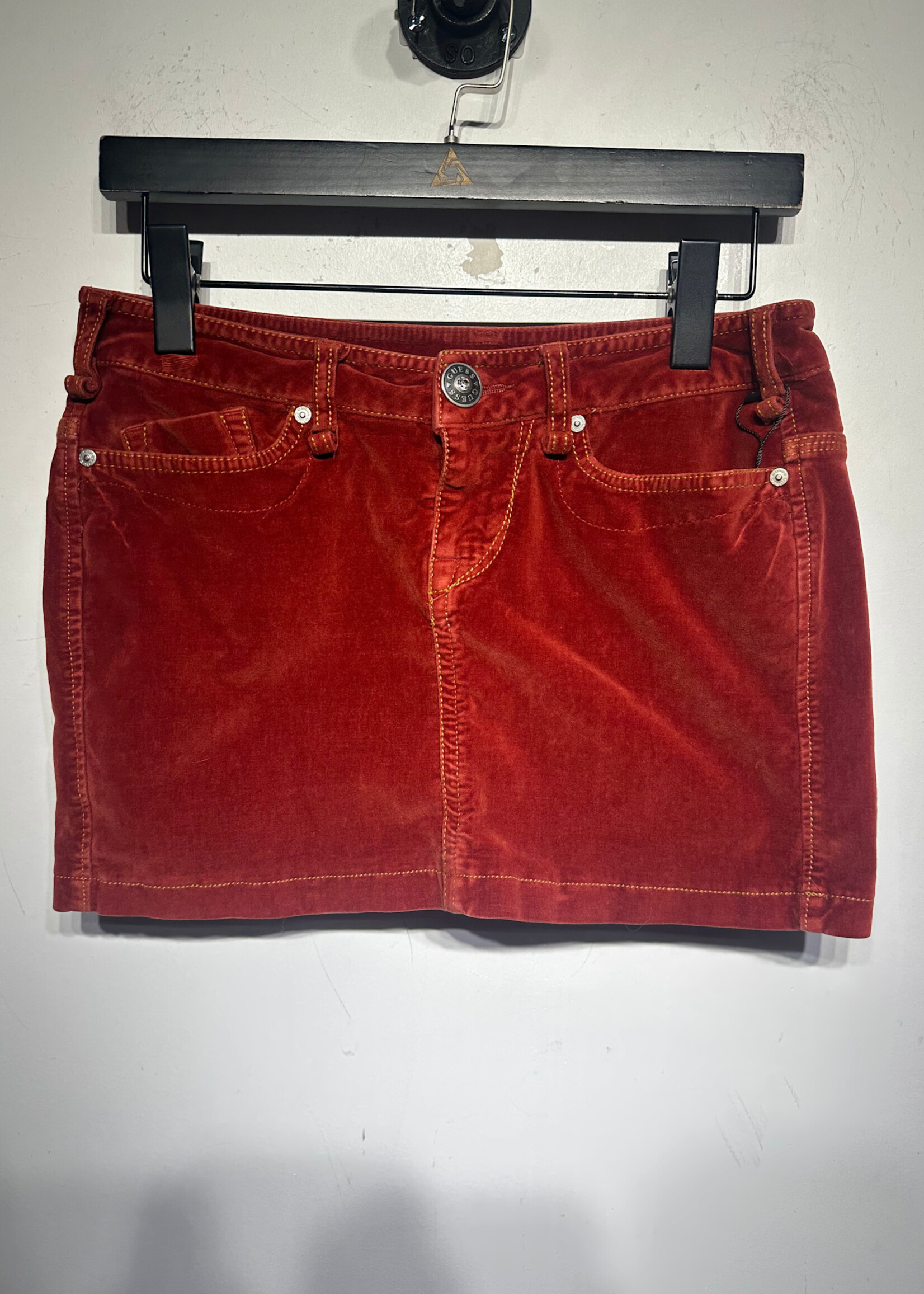 Guess Y2K Orange Velour Mini Skirt 24