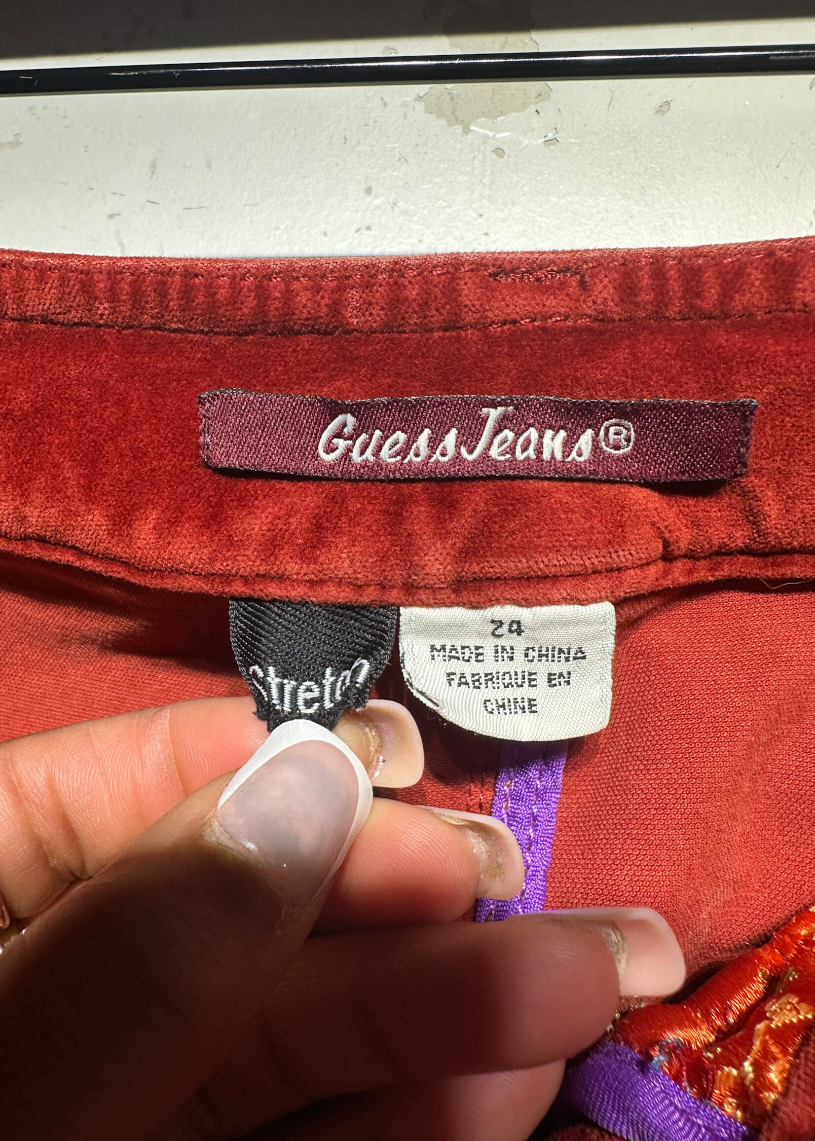Guess Y2K Orange Velour Mini Skirt 24