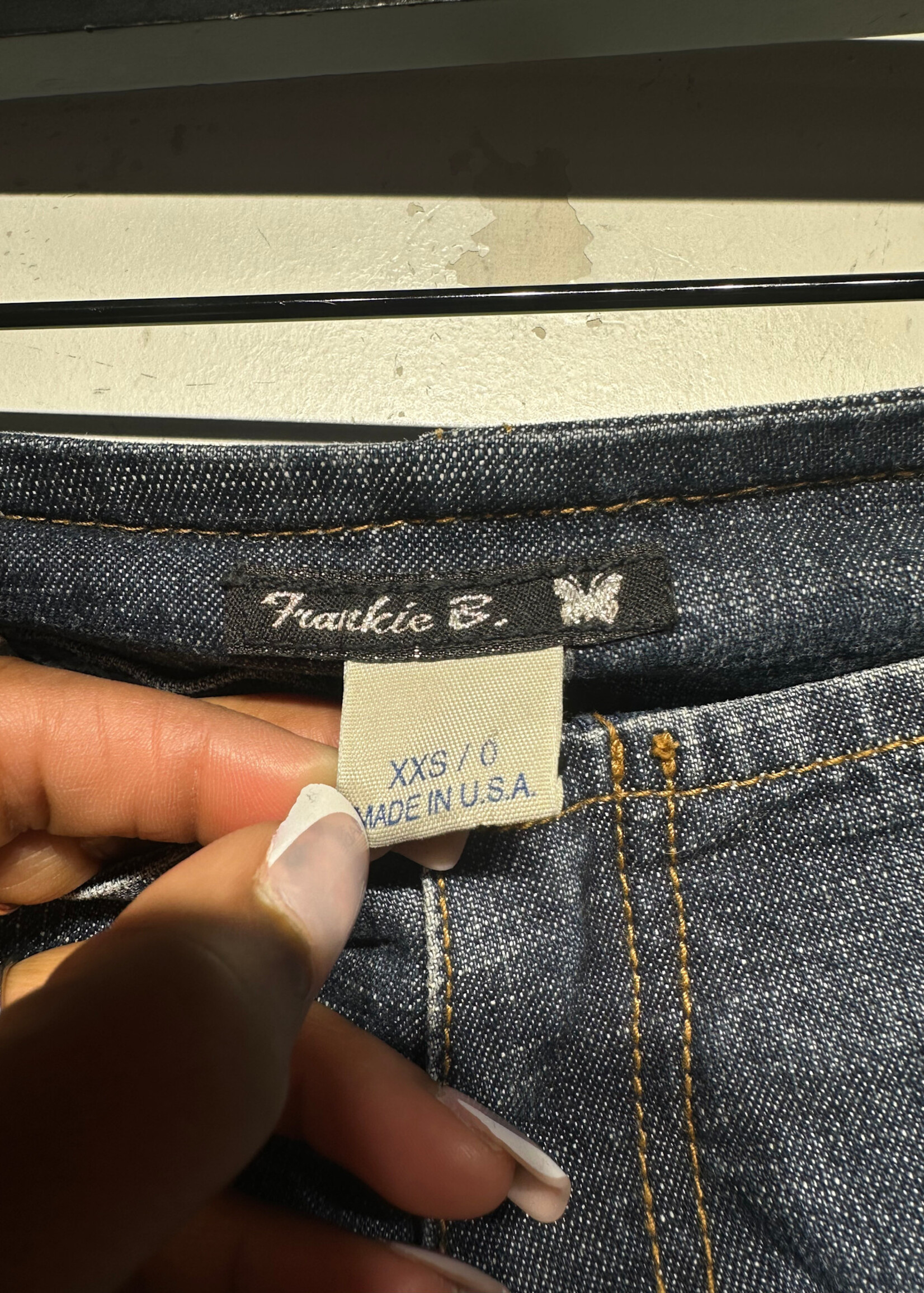 Frankie B Leather Lace Up Midwash Jeans 24