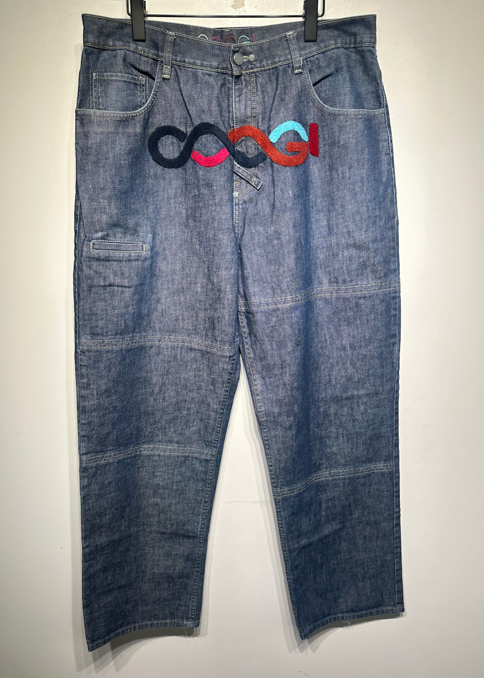 Coogi Midwash Multicolor Fuzzy Logo Jeans 36