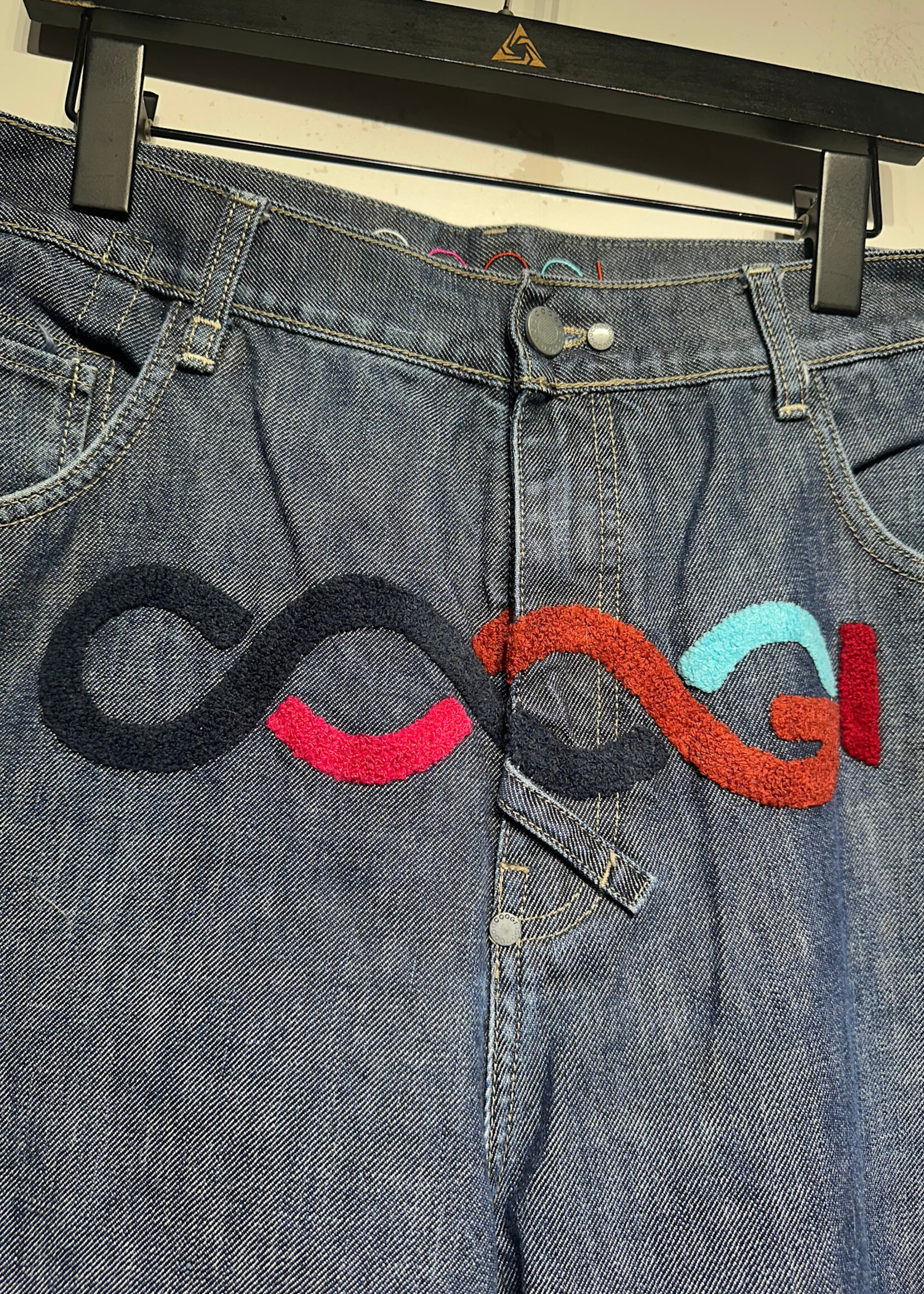 Coogi Midwash Multicolor Fuzzy Logo Jeans 36
