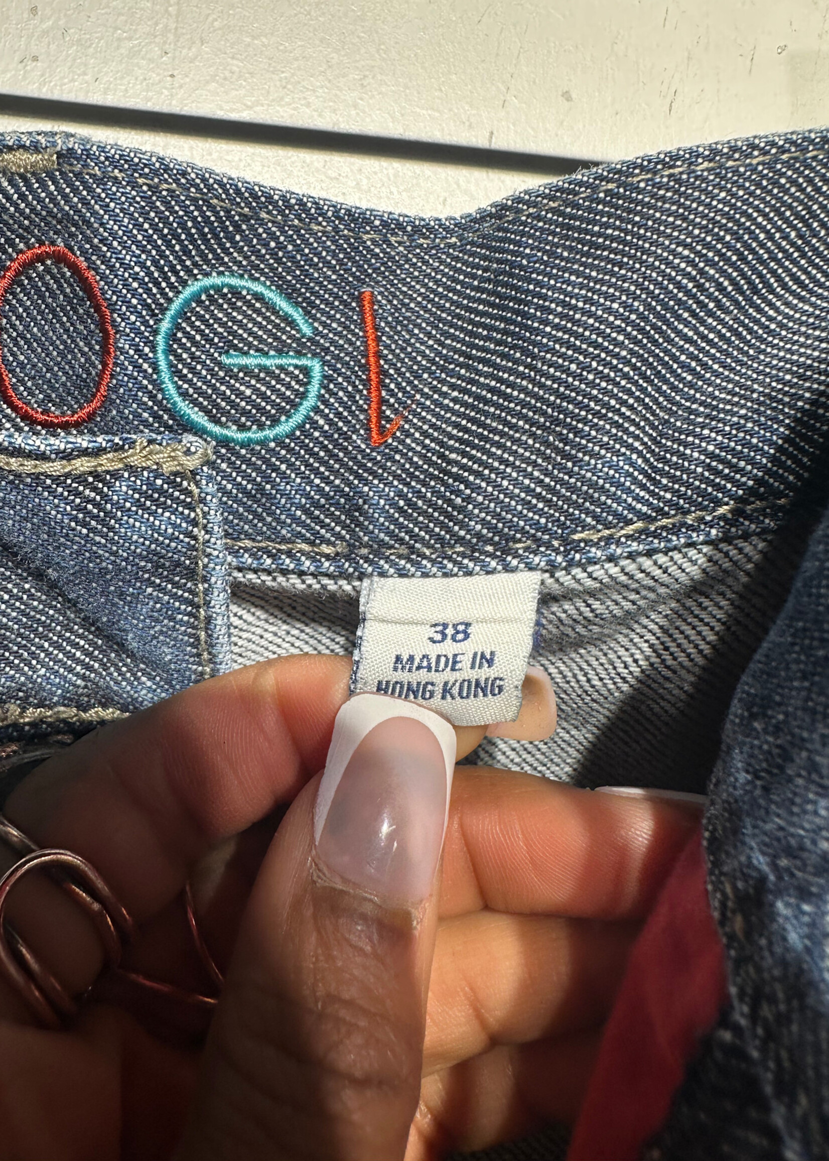 Coogi Midwash Multicolor Fuzzy Logo Jeans 36